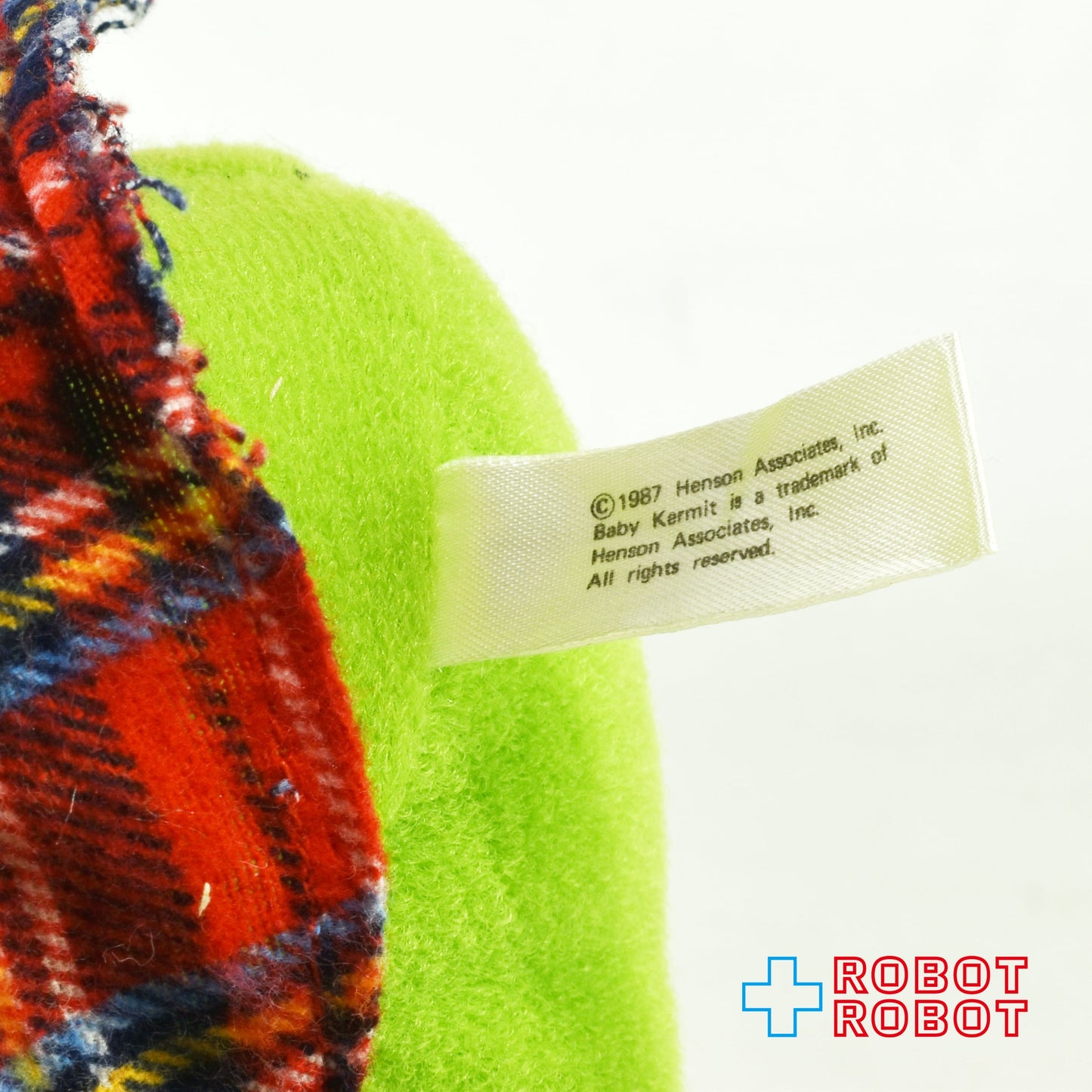 マクドナルド セサミストリート マペッツ ベビー・カーミット 赤チェックベスト ぬいぐるみ人形 1987 紙タグ付