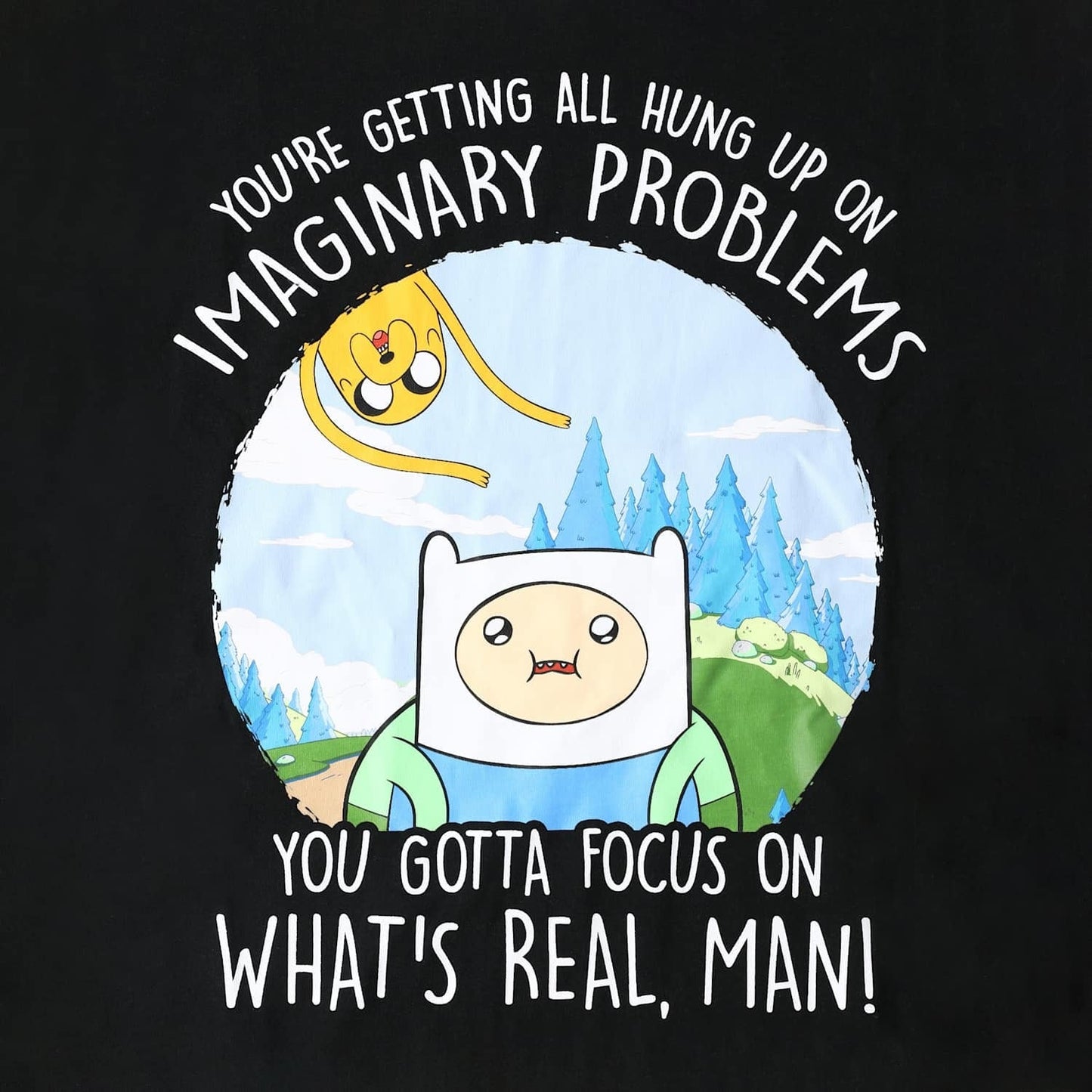 アドベンチャータイム YOU GOTTA FOCUS ON WHAT'S REAL, MAN! グラフィック Tシャツ