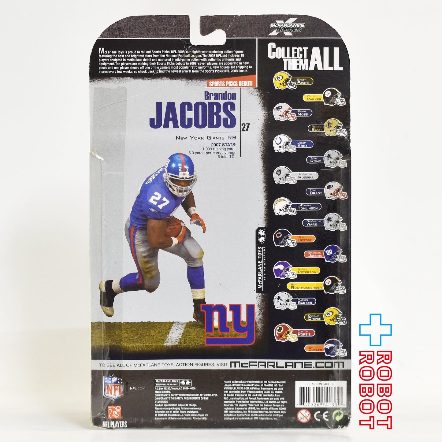 マクファーレン・トイズ マクファーレン・トイズズスポーツピックス シリーズ8 NFL ニューヨーク・ジャイアンツ ブランドン・ジェイコブス 6インチ フィギュア 未開封 2008