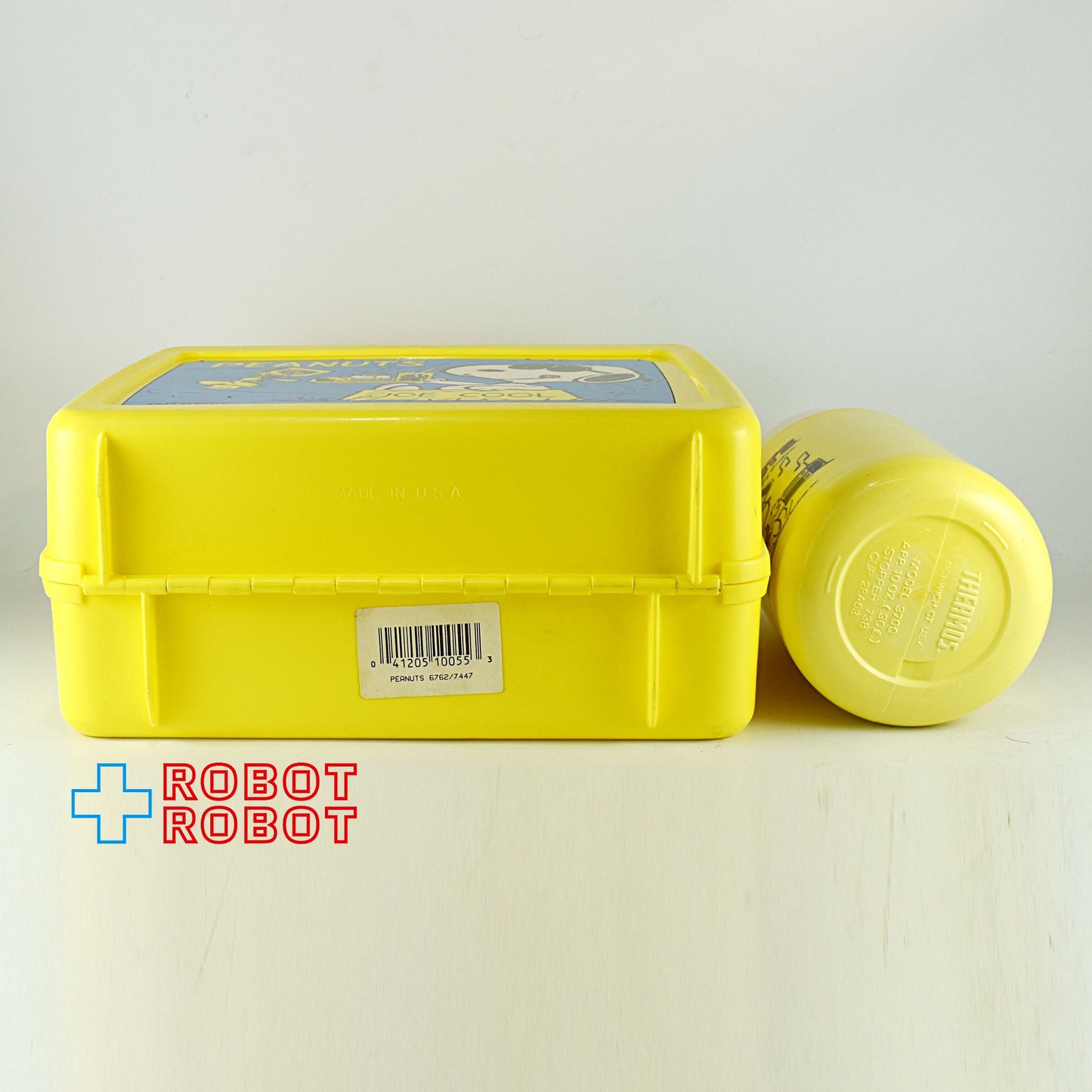 ピーナッツ スヌーピー ジョー・クール プラスチック ランチボックス 黄色 1980's サーモス社