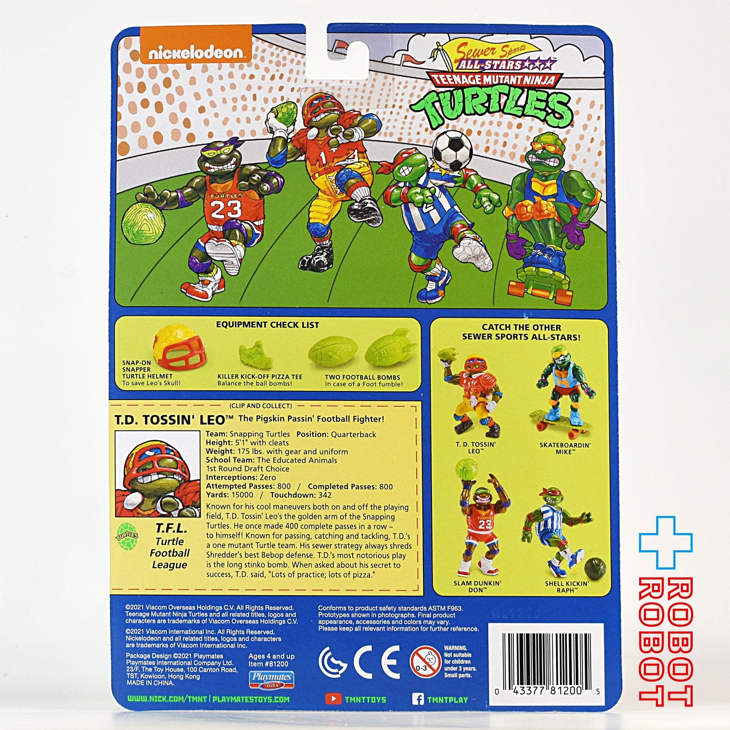 プレイメイツ タートルズ TMNT オリジナル・クラシック ソーヤー・スポーツ・オールスターズ スター T.D. トッシン レオ 4インチ ベーシックフィギュア 未開封