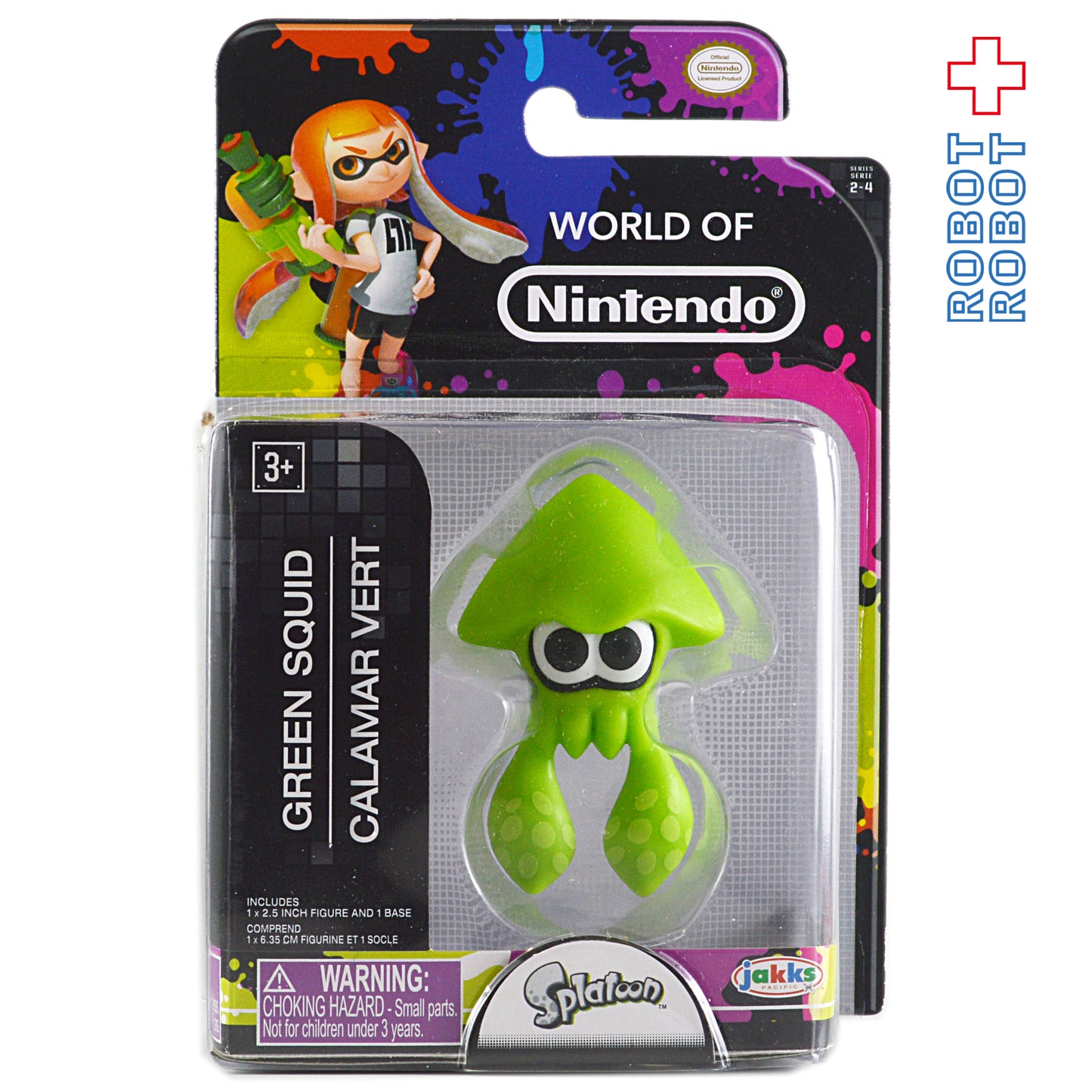 ※台紙にシワ:ワールドオブニンテンドー イカ (グリーン)(スプラトゥーン) 2.5インチ アクションフィギュア 未開封