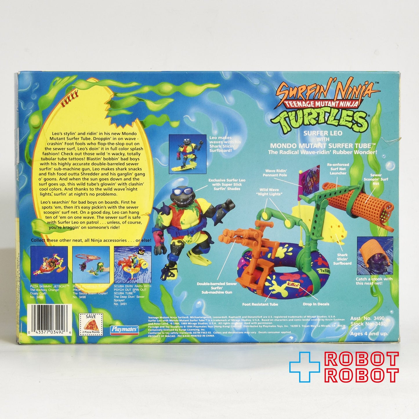 プレイメイツ タートルズ TMNT サーフィン ニンジャ サーファー レオ w/ モンド ミュータント サーファー チューブ 4インチ アクションフィギュア 未開封