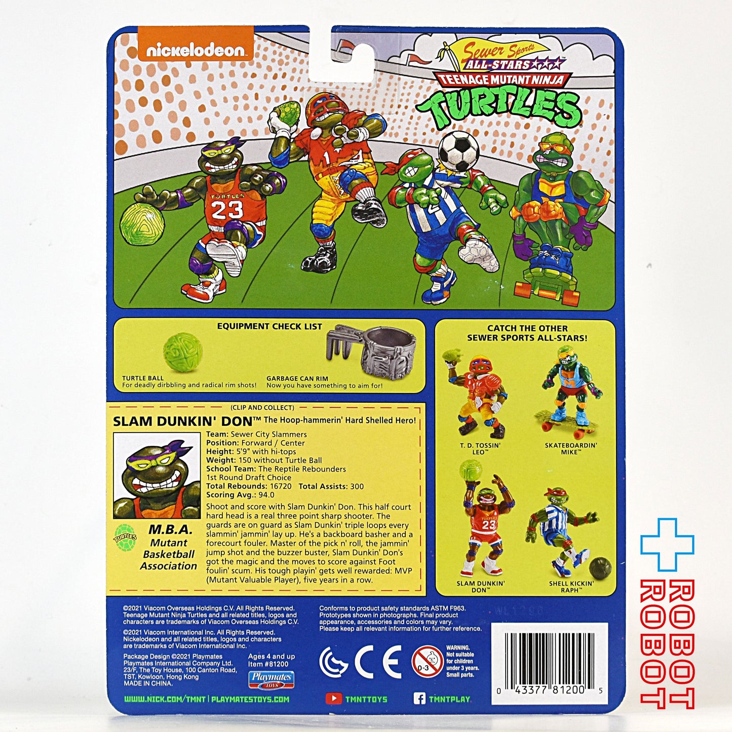 プレイメイツ タートルズ TMNT オリジナル・クラシック ソーヤー・スポーツ・オールスターズ スター スラムダンク ドン 4インチ ベーシックフィギュア 未開封