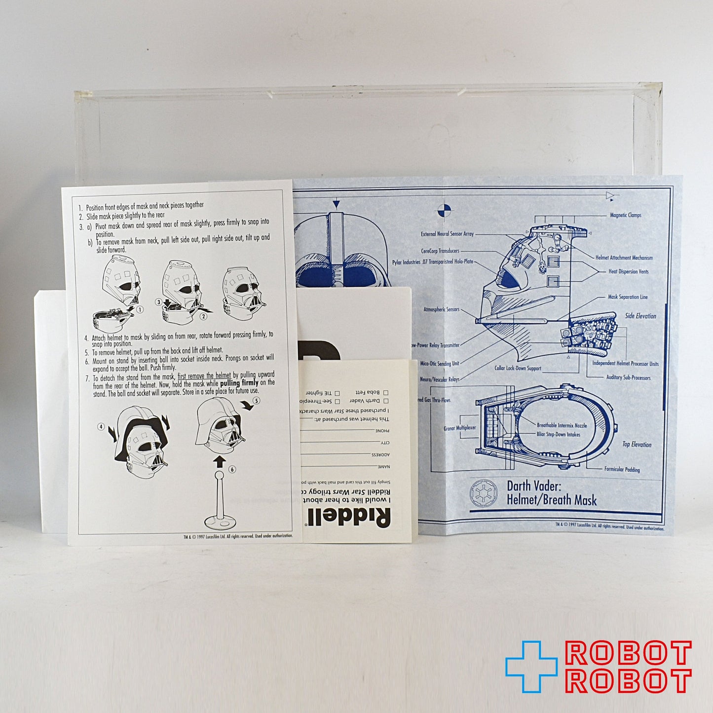 スター・ウォーズ ダース・ベイダー デビッド・プラウズのサイン入り ミニチュアヘルメット リッデル社1997 箱入