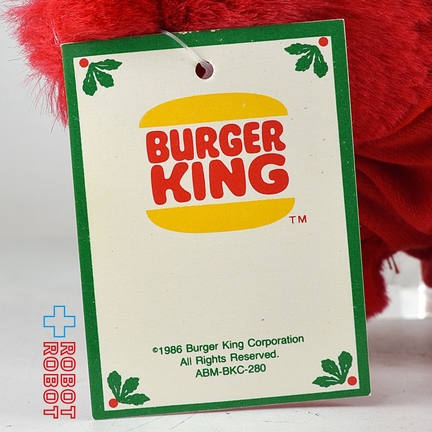 バーガーキング クレヨラ ベア レッド 紙タグ付 1986