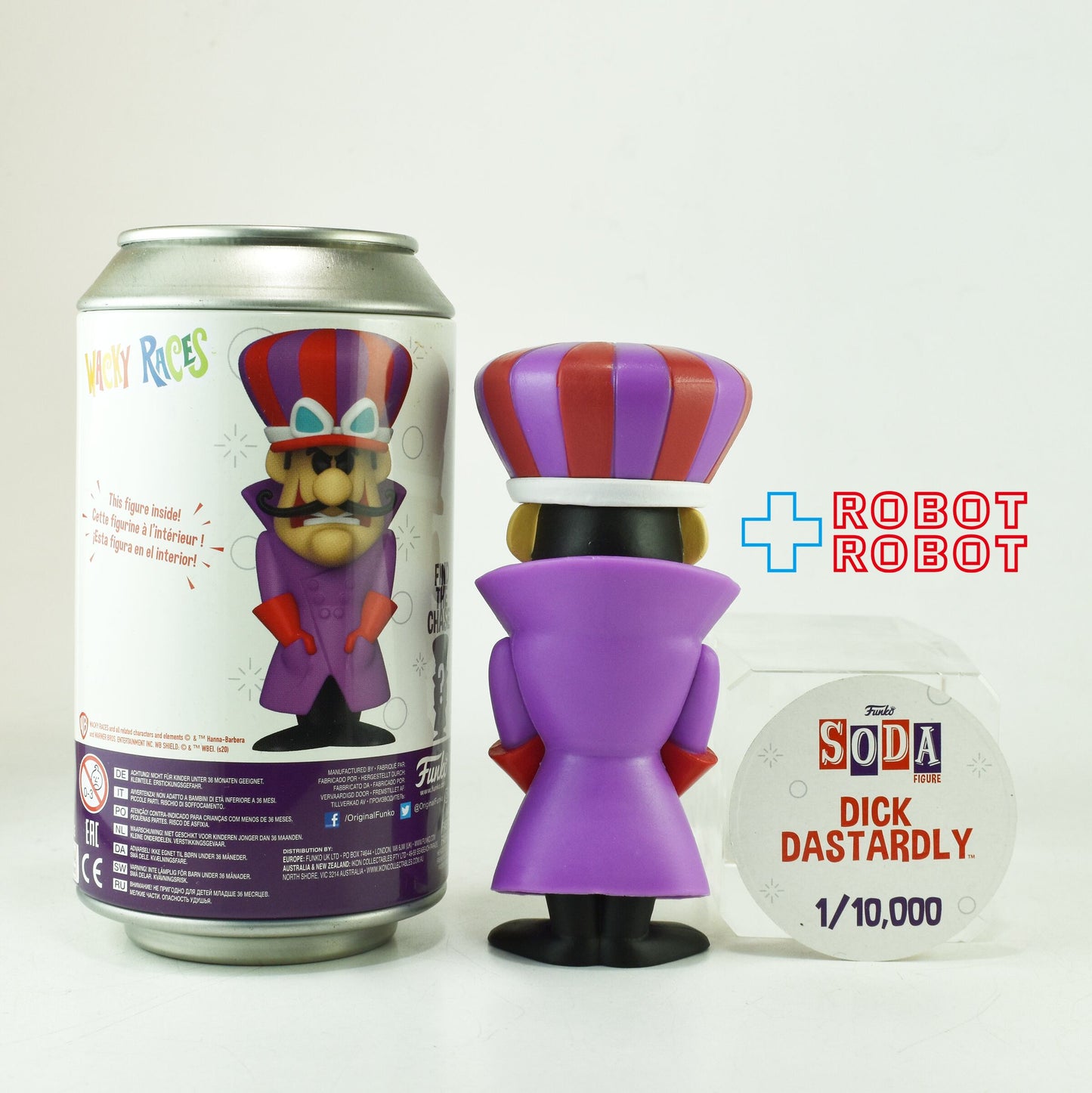 ファンコ SODA ソーダ缶 ハンナ・バーベラ チキチキマシン猛レース ディック・ダスタードリー ビニールフィギュア 缶入り