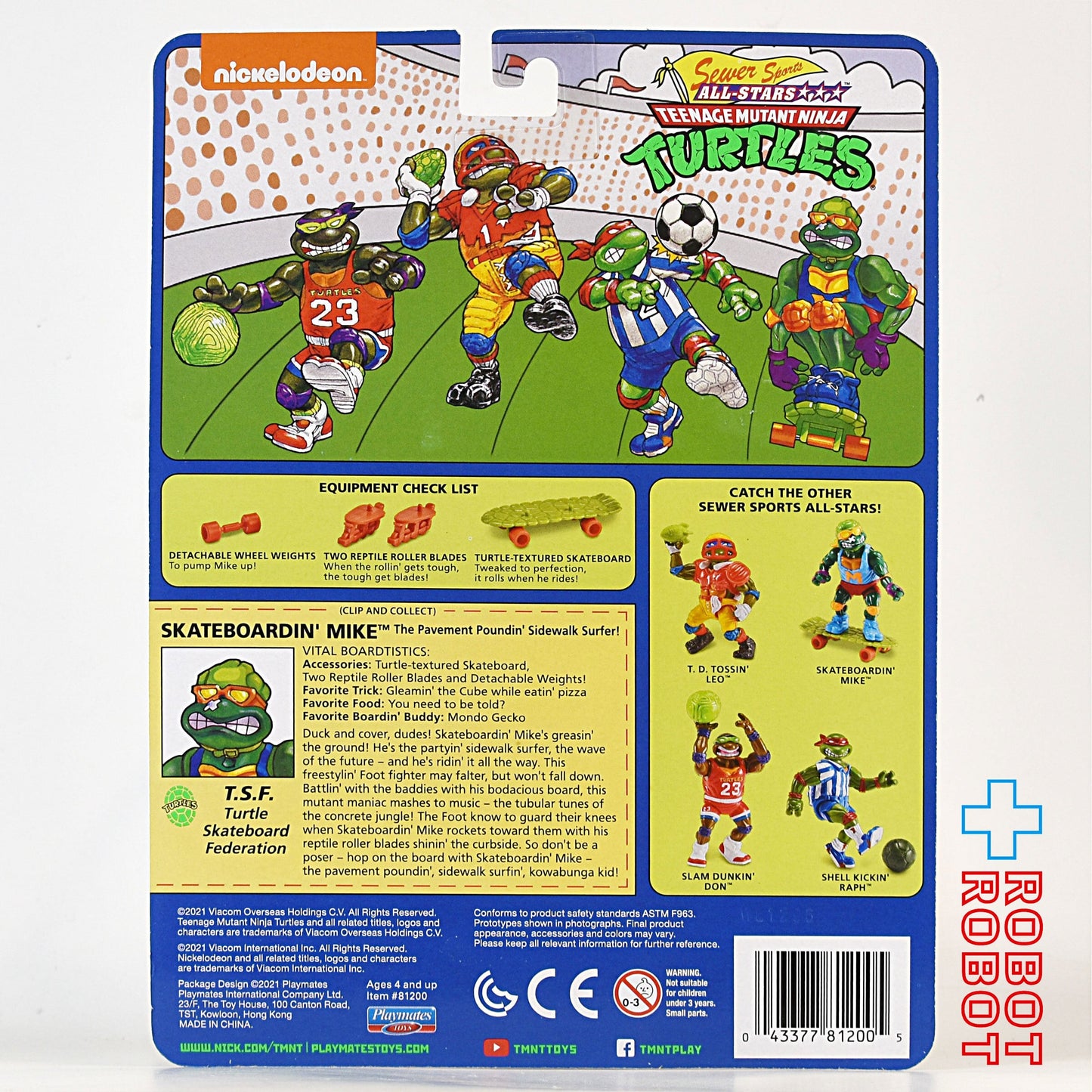 プレイメイツ タートルズ TMNT オリジナル・クラシック ソーヤー・スポーツ・オールスターズ スター スケートボーディング マイク 4インチ ベーシックフィギュア 未開封