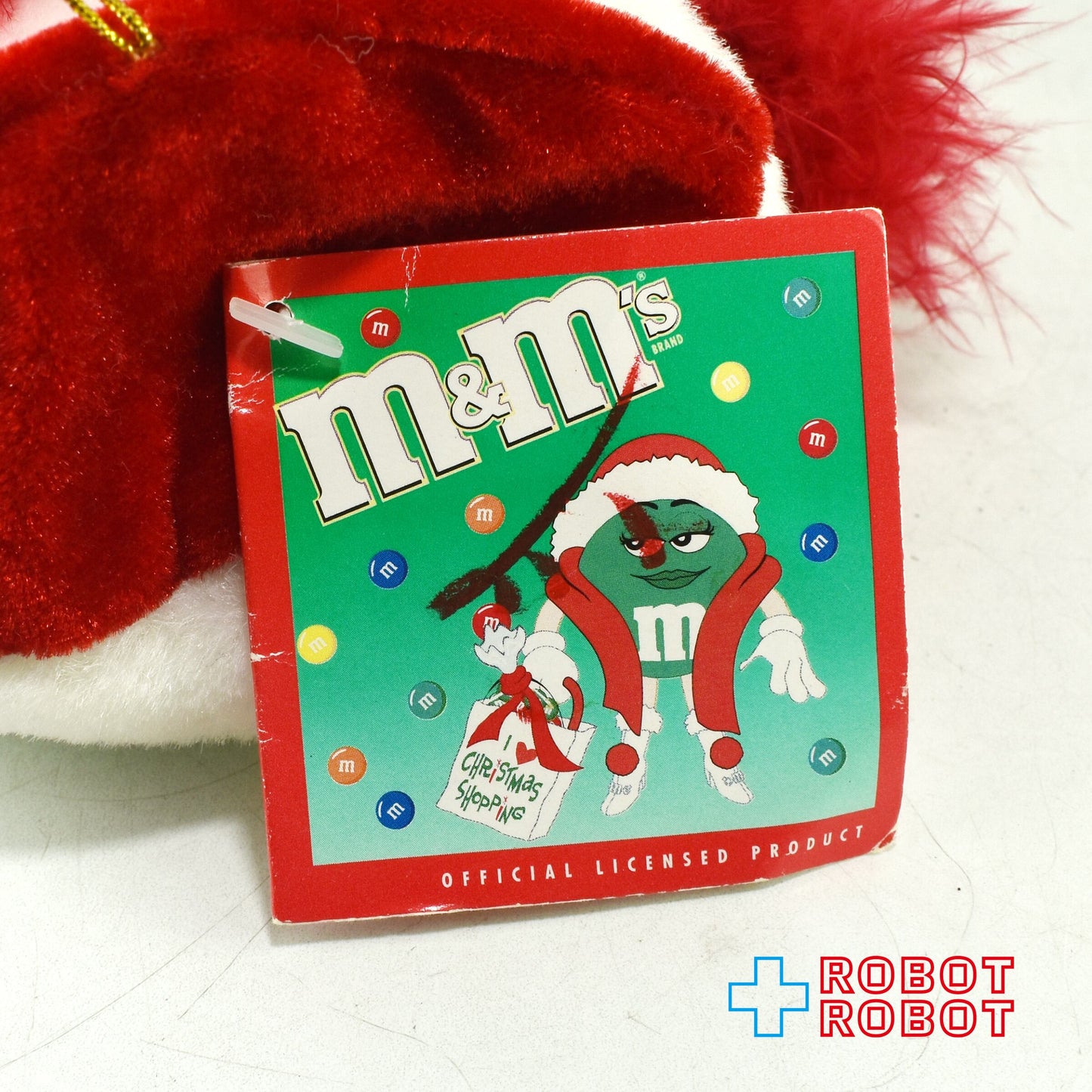 M&M's サンタ グリーン エムアンドエムズ ぬいぐるみ人形 紙タグ付き
