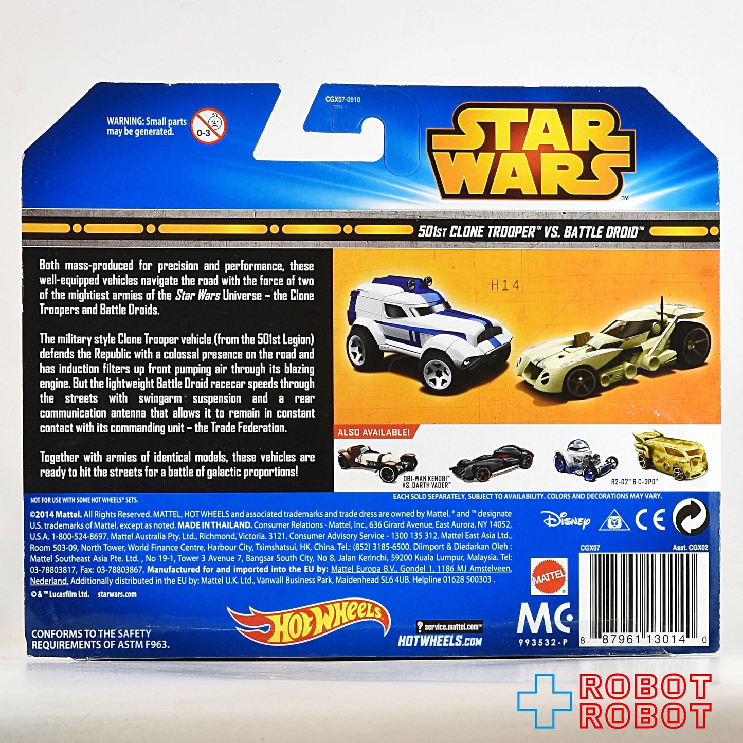 マテル ホットウィール スター・ウォーズ 501部隊クローン・トルーパー & バトル・ドロイド 2パック ダイキャスト ミニカー 2014 未開封