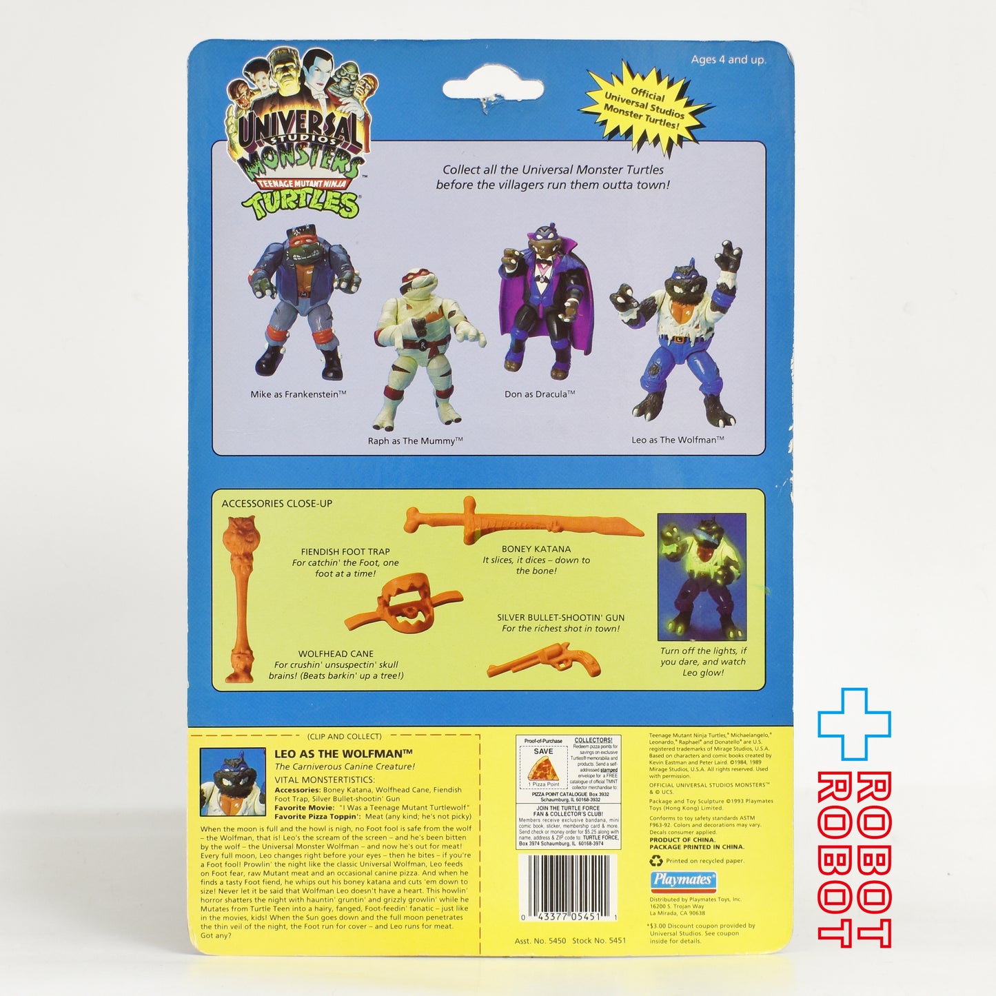 プレイメイツ ニンジャ・タートルズ レオ as ウルフマン 狼男 アクションフィギュア 1993 未開封