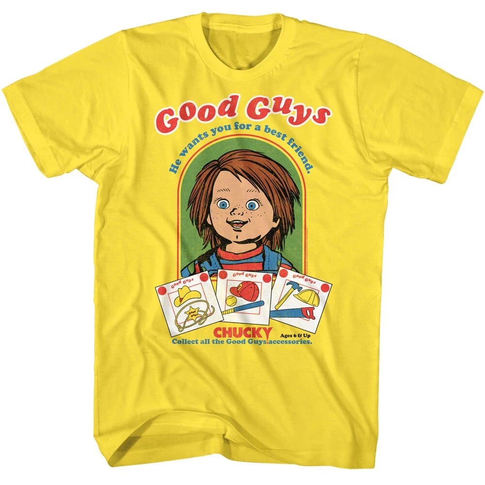 チャイルド・プレイ チャッキー グラフィック Tシャツ イエロー アメリカンクラシックス
