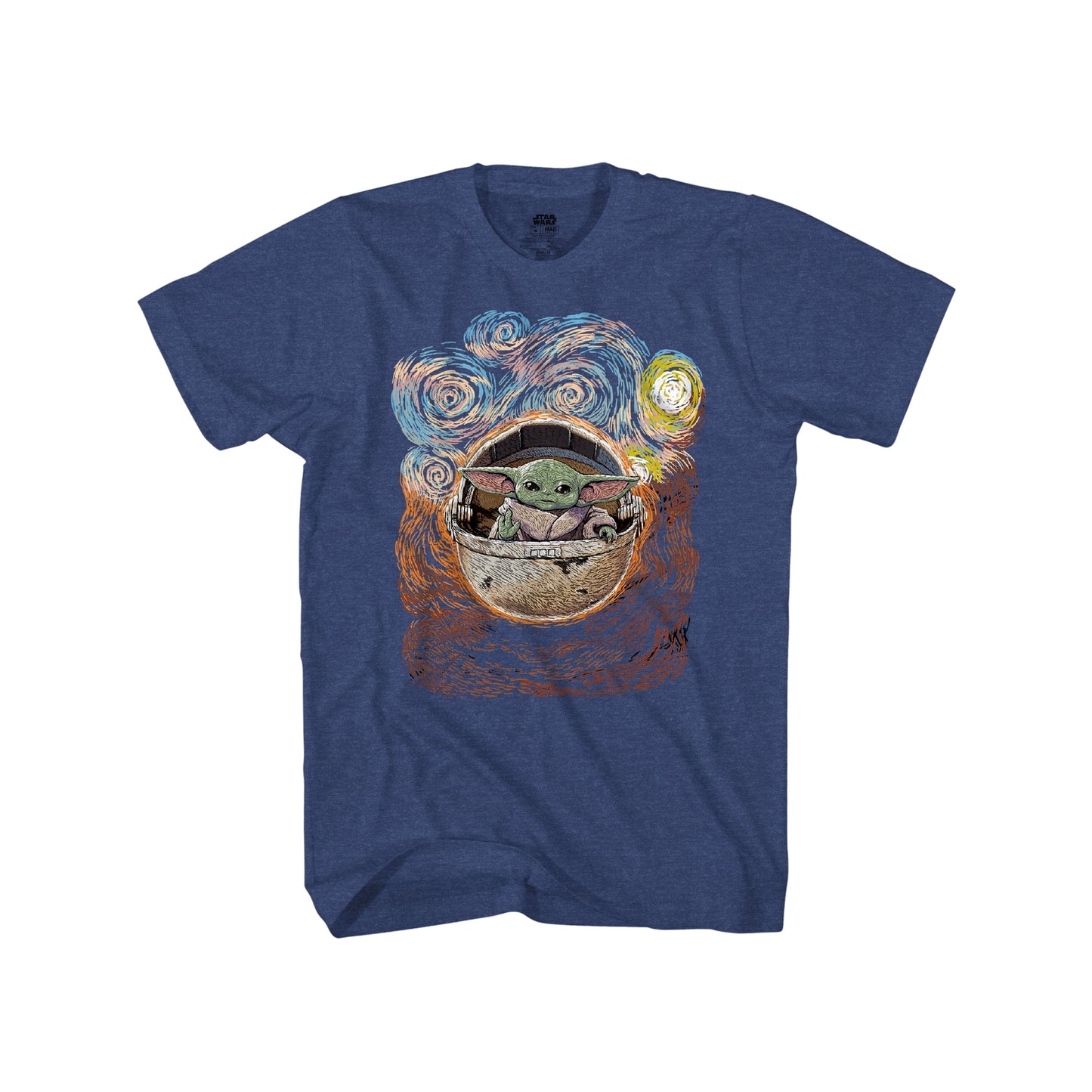 スター・ウォーズ Tシャツ マンダロリアン ゴッホ風 グローグー ネイビー