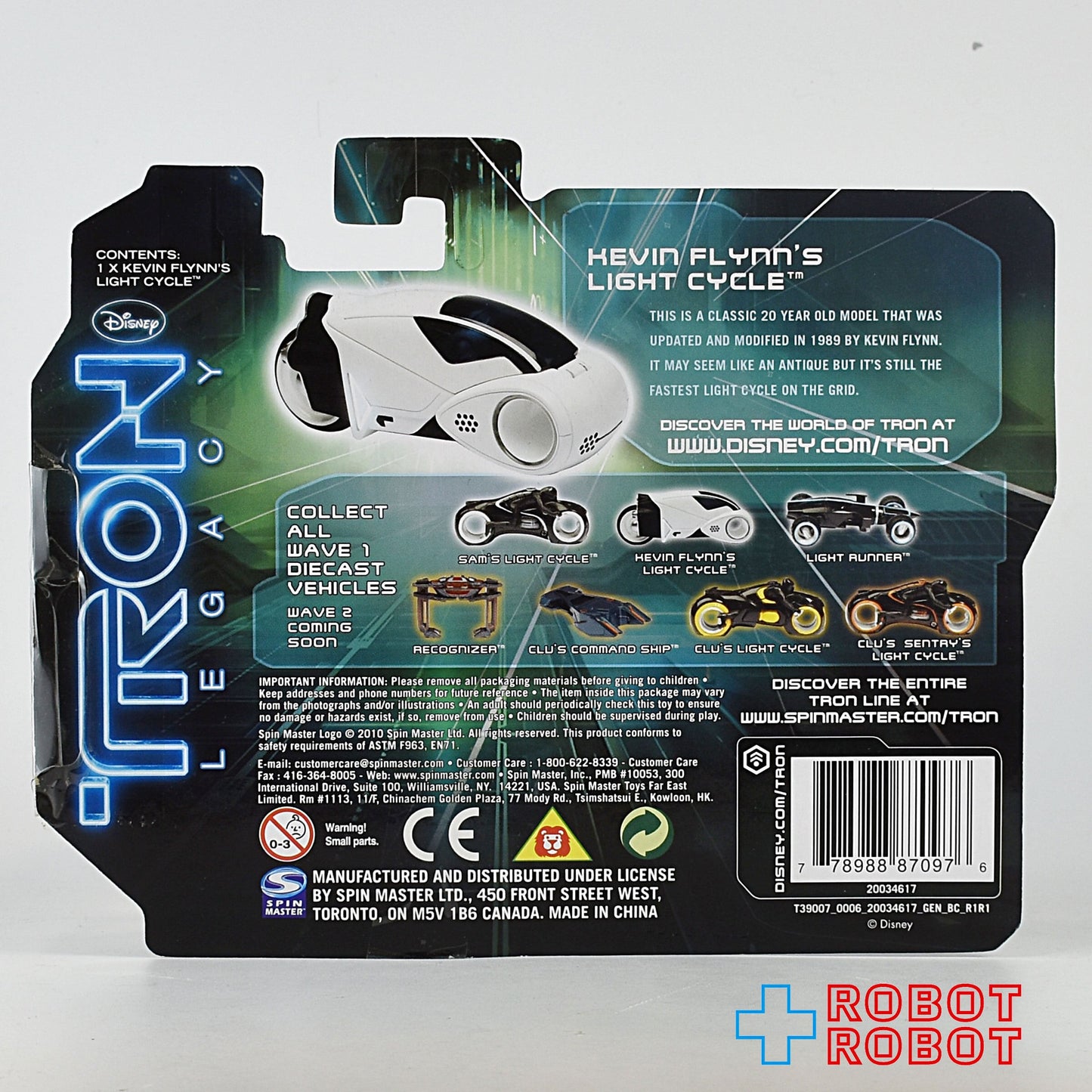スピンマスター トロン レガシー ケヴィン・フリン ライトサイクル ダイキャストビークル 未開封