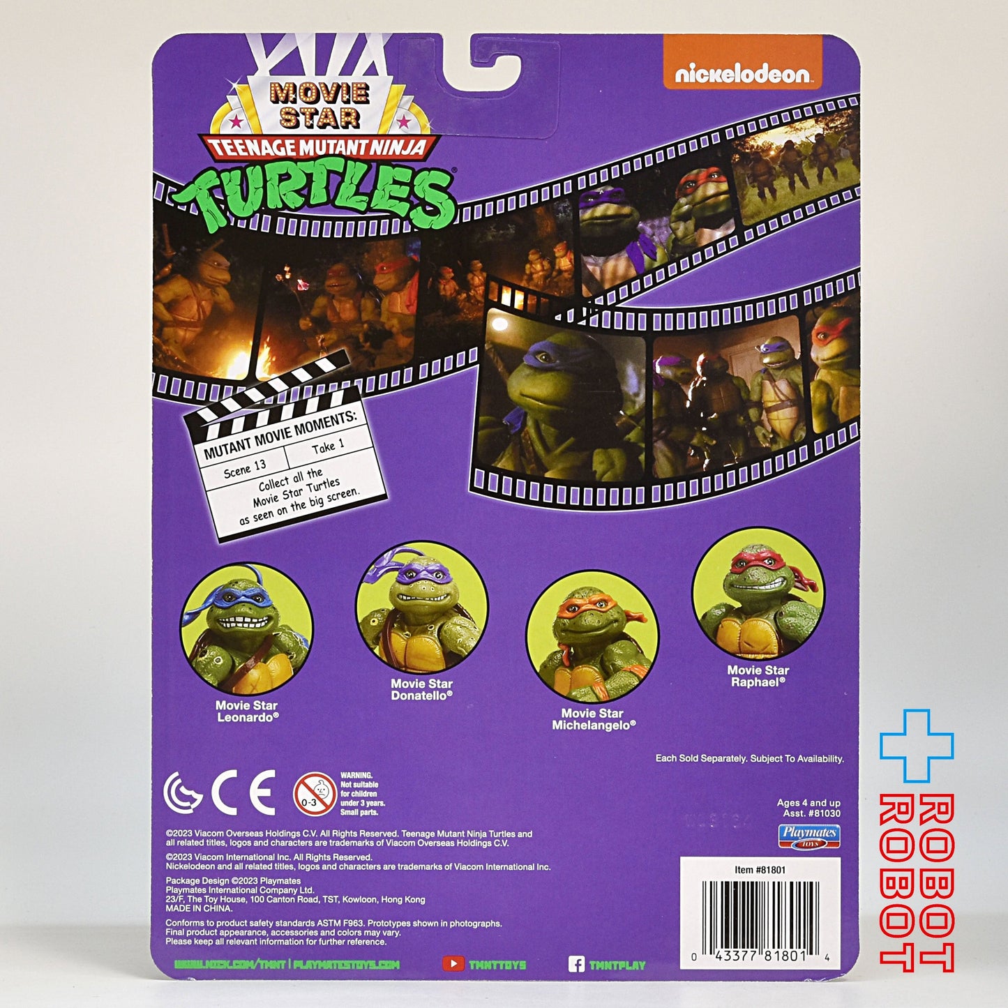 プレイメイツ タートルズ TMNT オリジナル・クラシック ウェーブ3 ムービースター マイキー ミケランジェロ 4インチ ベーシックフィギュア 未開封