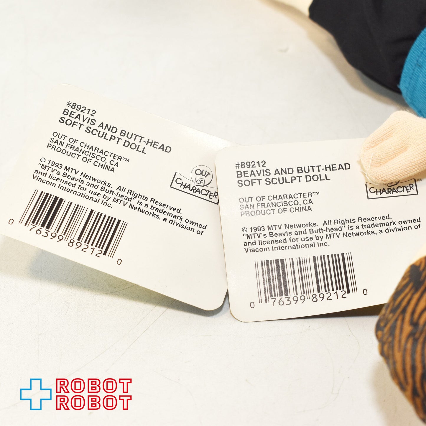 ビーバス・アンド・バットヘッド アウト オブ キャラクター ミニぬいぐるみ人形 2体セット 紙タグ付き 1993