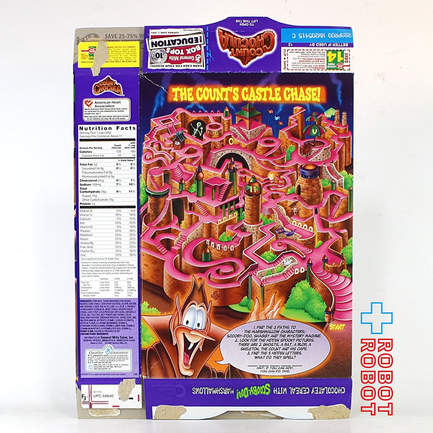 カウントチョキュラ スクービー マシュマロ ゼネラル・ミルズ シリアル ボックス 空箱 1999