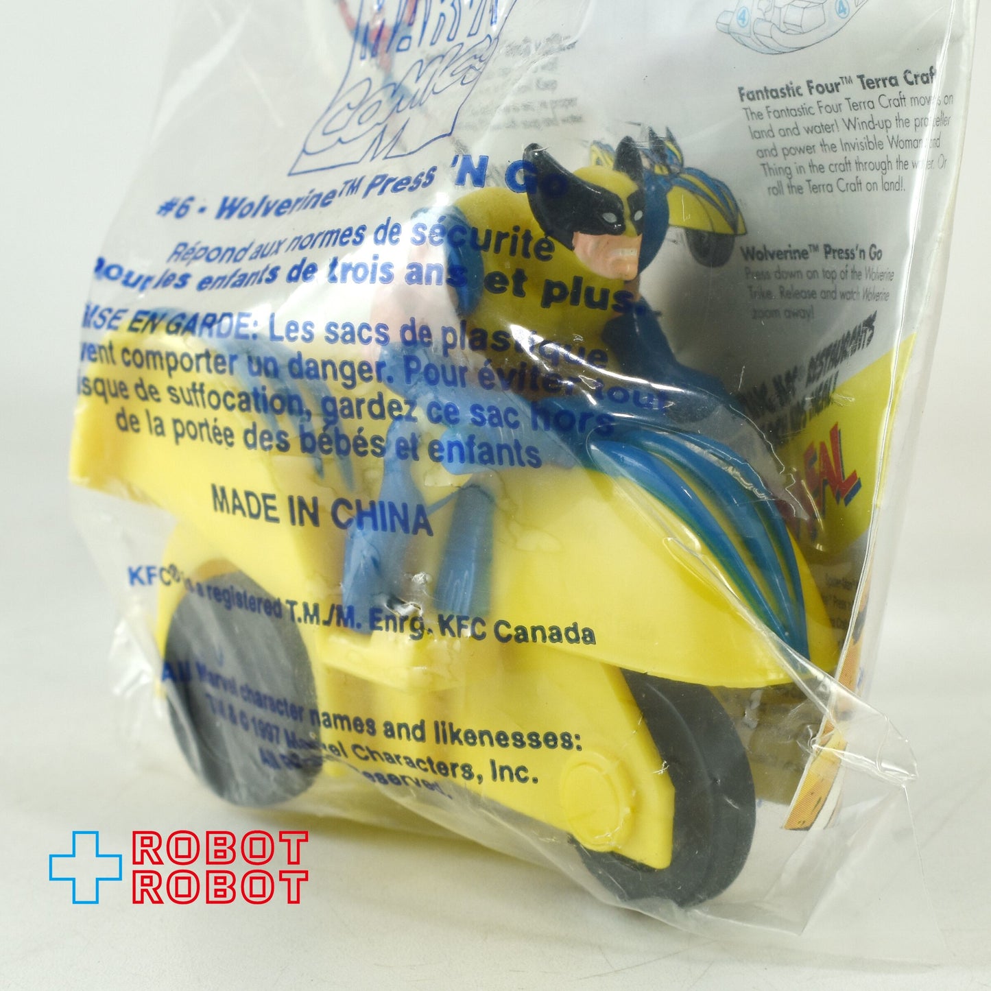 KFC マーベル・スーパーヒーローズ #6 ウルヴァリン プレス&ゴー ミールトイ 1997 袋入未開封