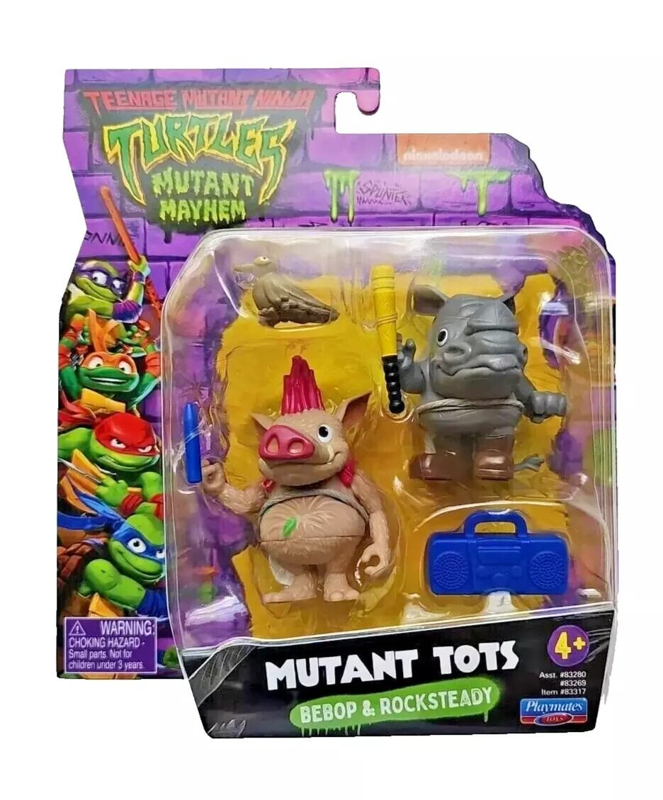 プレイメイツ タートルズ ミュータント・パニック!TMNT ミュータント・トッツ ビーバップ & ロックステディ 4.5インチ ベーシックフィギュア 未開封