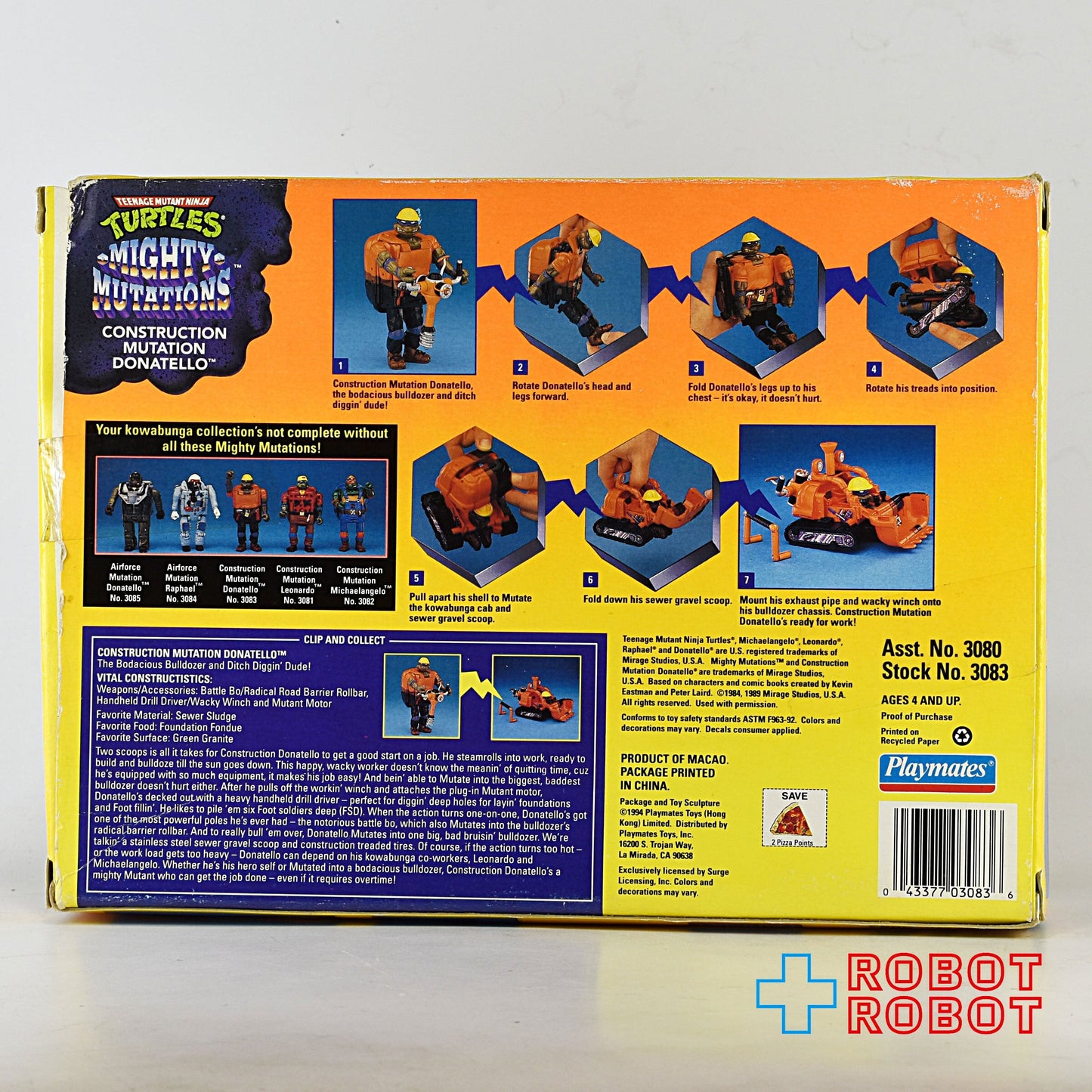 プレイメイツ ティーンエイジ・ミュータント・ニンジャ・タートルズ マイティミューテーションズ コンストラクション・ドナテロ アクションフィギュア 開封箱入