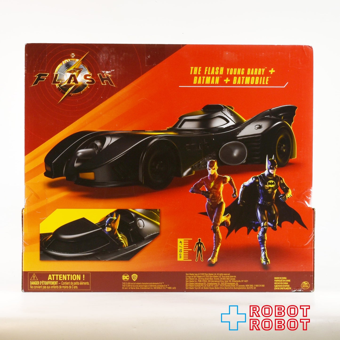 スピンマスター ザ・フラッシュ ヤング・バリー フラッシュ & バットマン & バットモービル 4インチ アクションフィギュア デラックスビーグルセット ※難あり