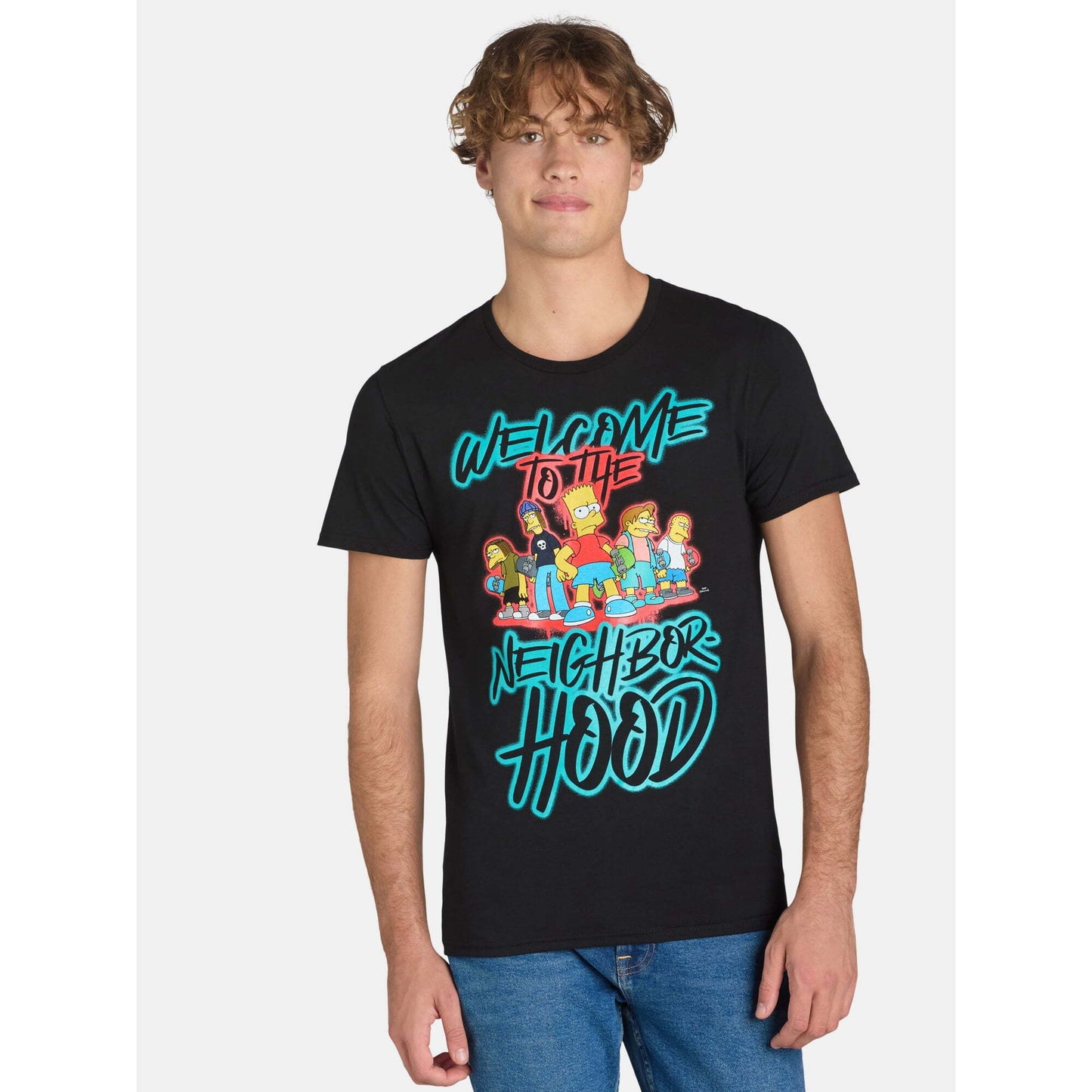 シンプソンズ “WLCOME TO THE NEIGHBOR HOOD” グラフィック Tシャツ ブラック