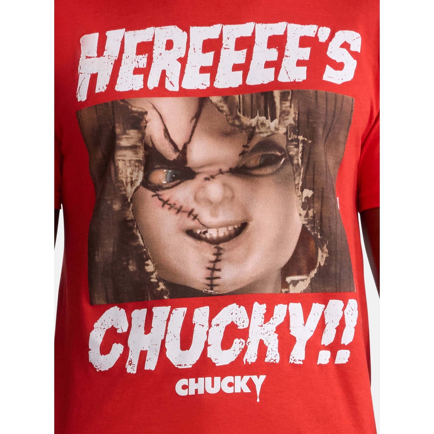 チャイルド・プレイ チャッキー HEREEEE'S CHUCKY!! グラフィック Tシャツ レッド L