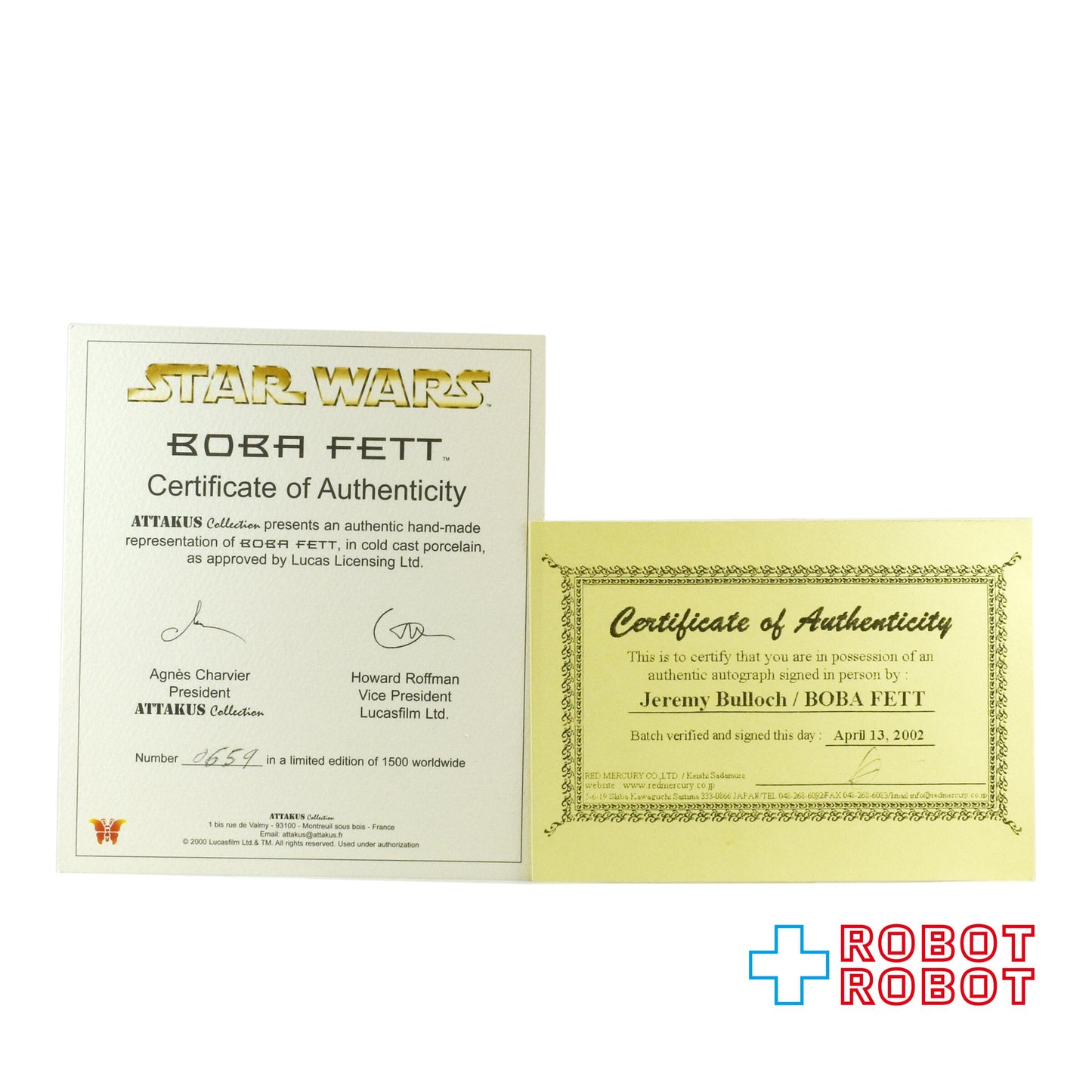アタカス スター・ウォーズ ジェレミー・ブロック氏 直筆サイン入り ボバ・フェット スタチュー 箱・鑑定書付属