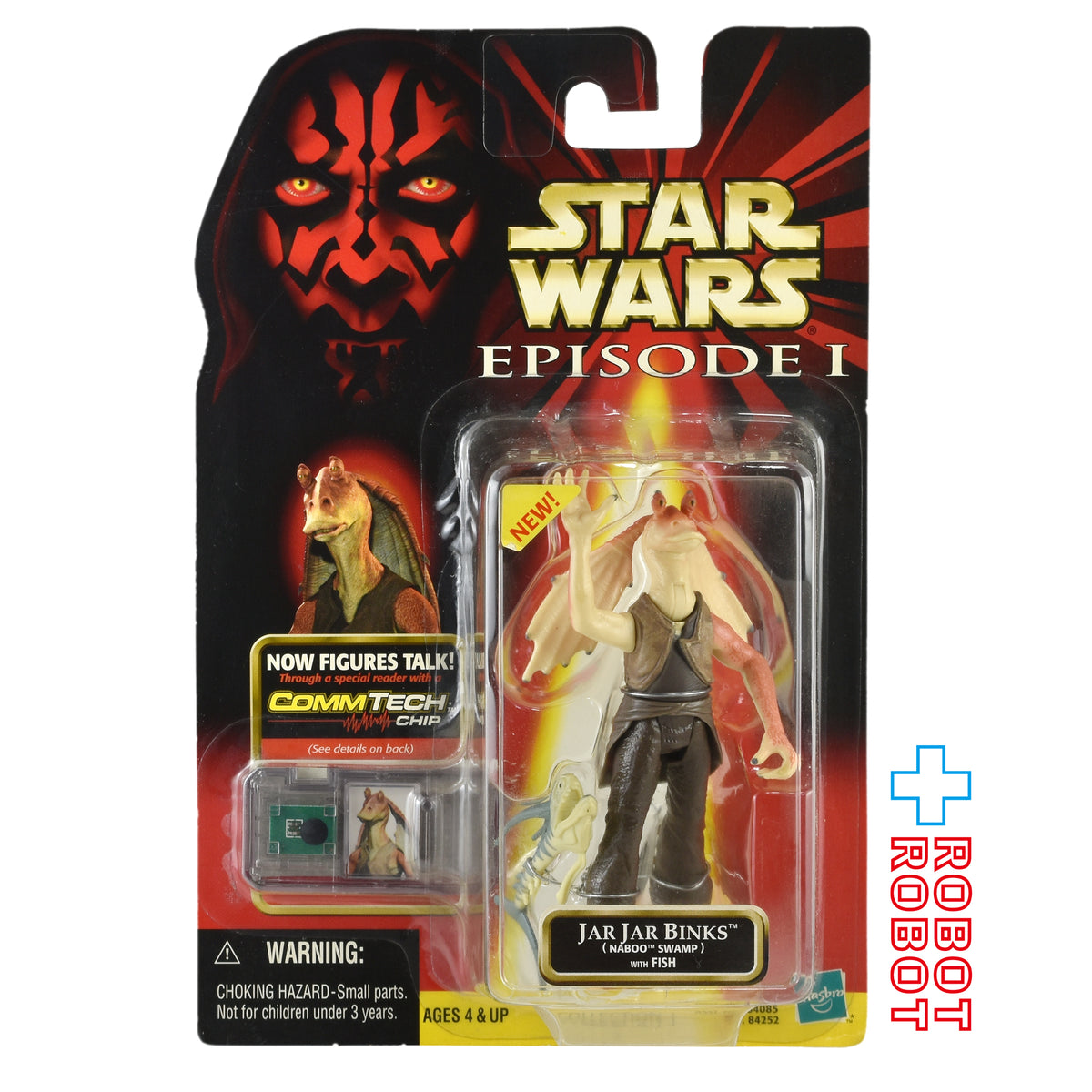 スター・ウォーズ EP1 コムテック ジャー・ジャー・ビンクス (ナブー・スワンプ) 3.75インチ アクションフィギュア US版 未開封 ※台紙にシワ