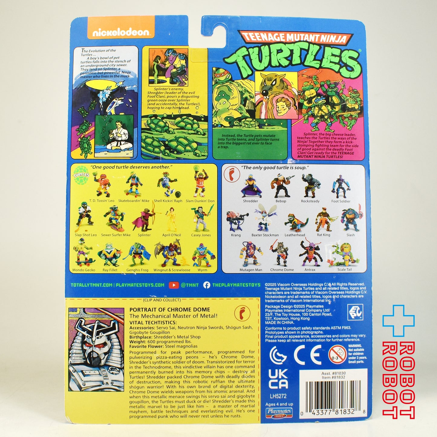 プレイメイツ タートルズ TMNT オリジナル・クラシック 2025 クローム・ドーム 4インチ ベーシックフィギュア 未開封