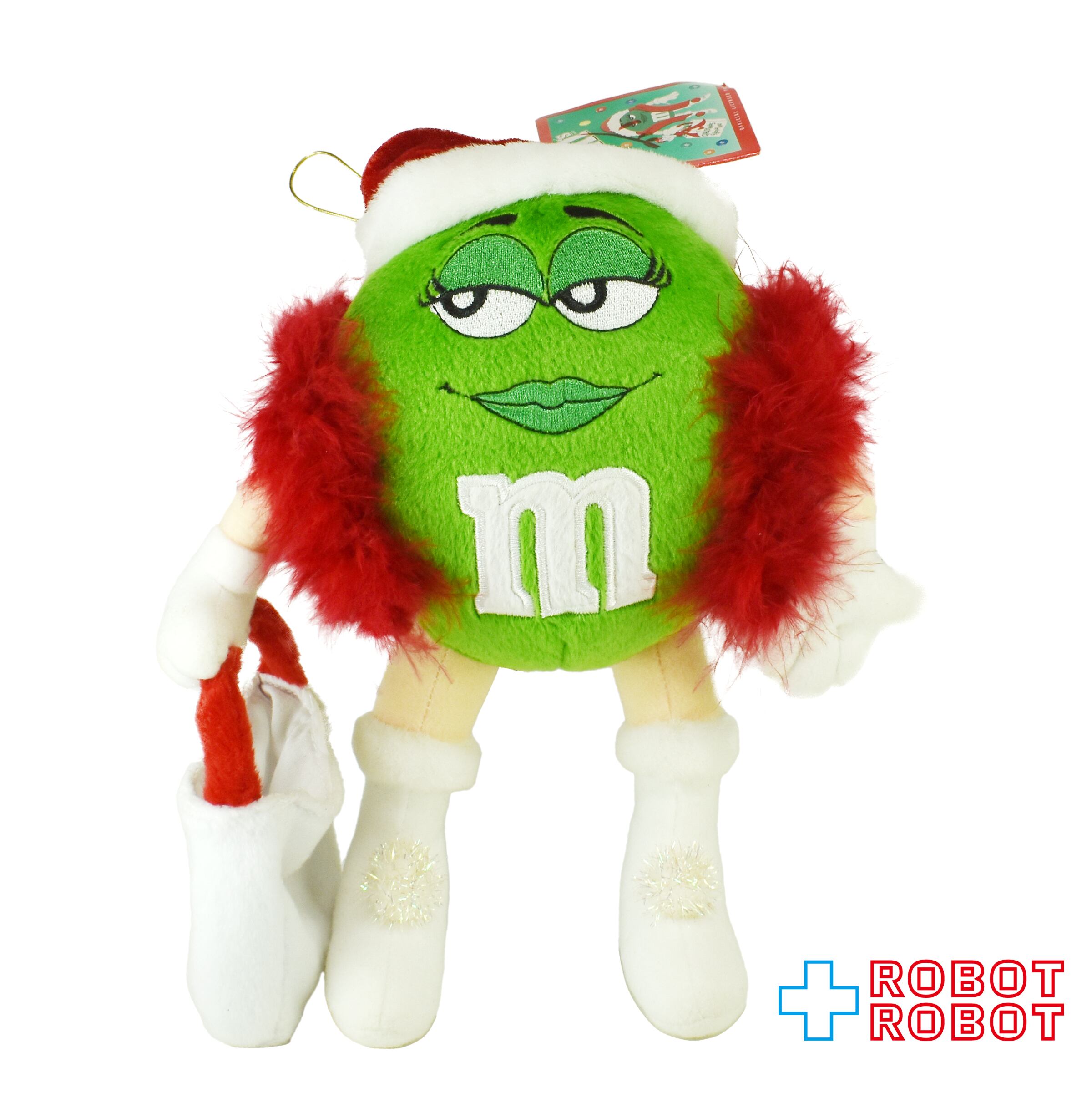 M&M's サンタの緑色ぬいぐるみ(音なって動きます) M&M's サンタ グリーン エムアンドエムズ ぬいぐるみ人形 紙タグ付き