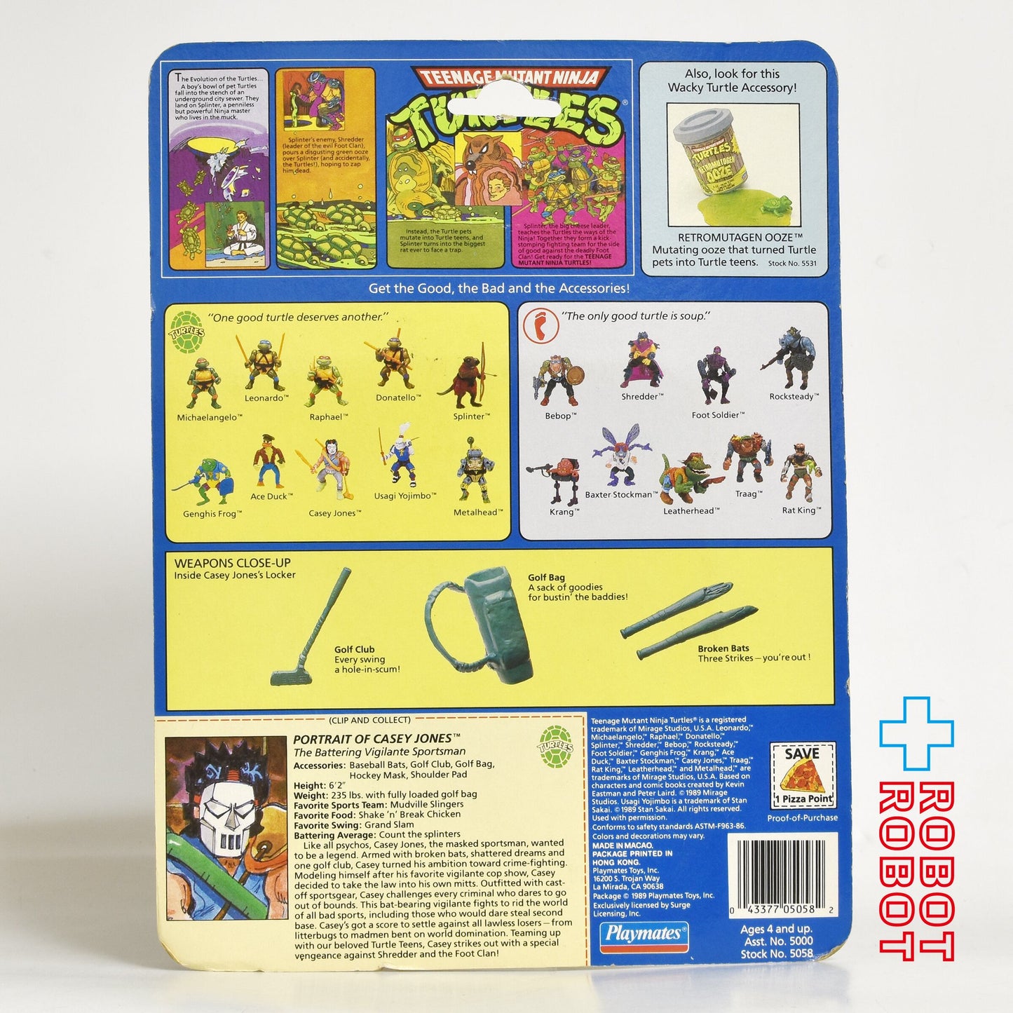 プレイメイツ TMNT ミュータント・タートルズ ケイシー・ジョーンズ アクションフィギュア 1989 未開封