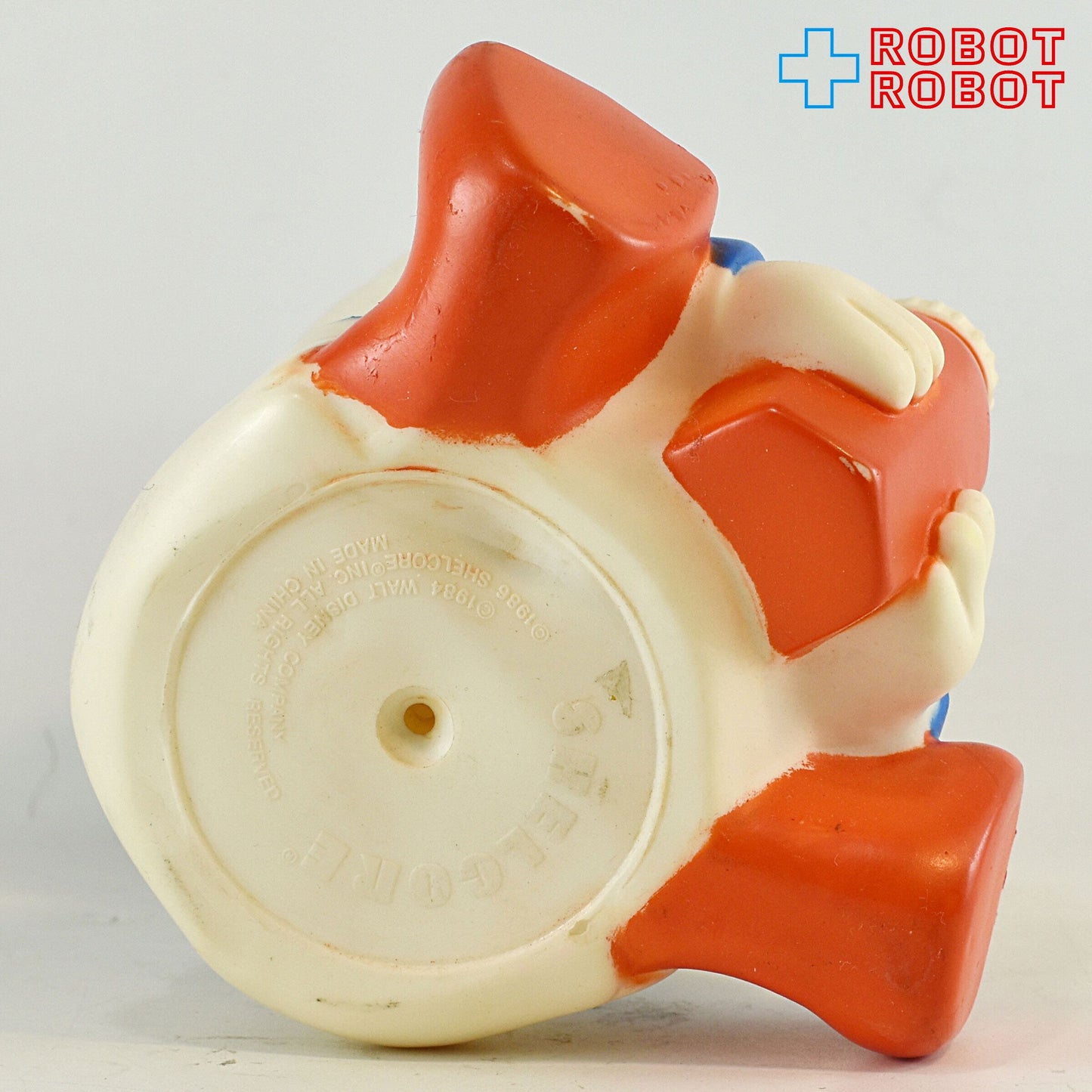 ディズニー ベビー ドナルドダック ミルクボトル持ち ラバー スクイーク ドール シェルコア社 1986