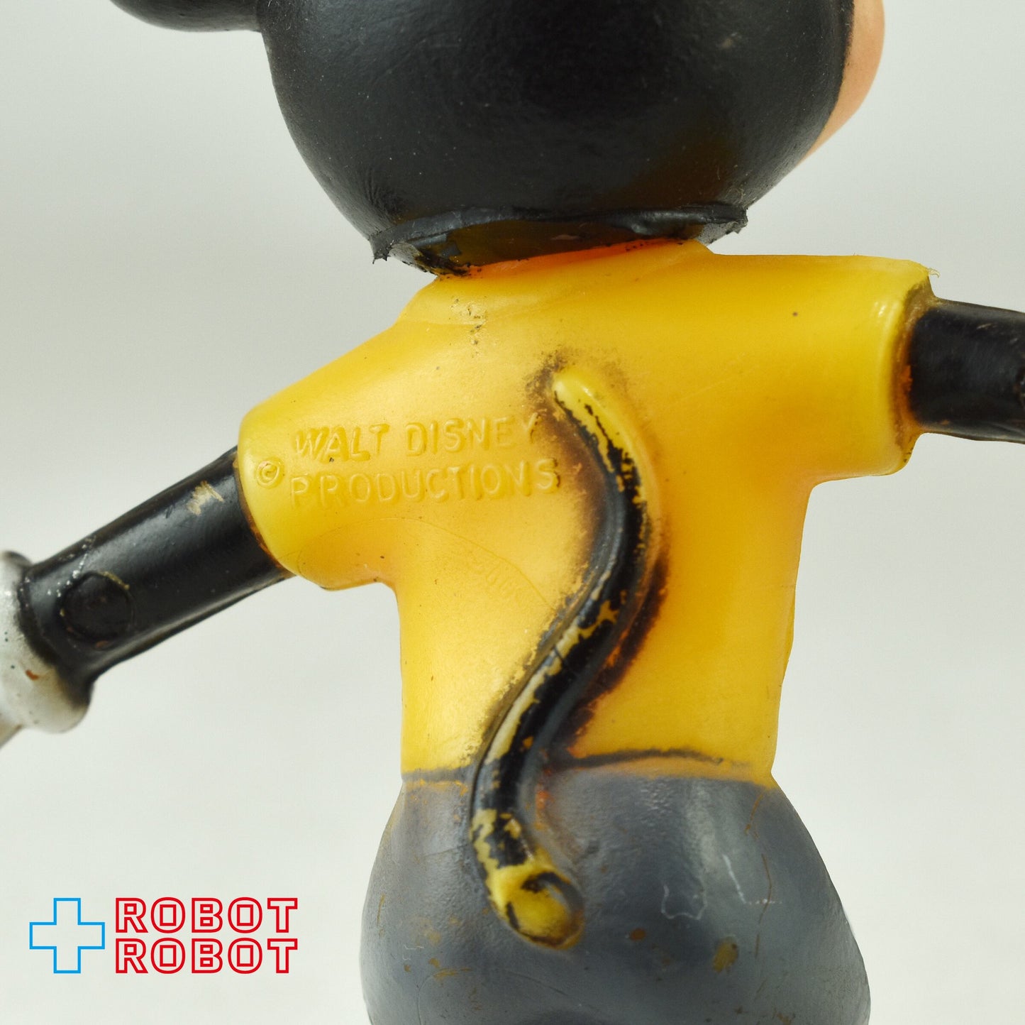 メーカー不明 ディズニー ミッキー 腕開き ミニチュア 顔ソフビ プラスチック フィギュア ※難あり