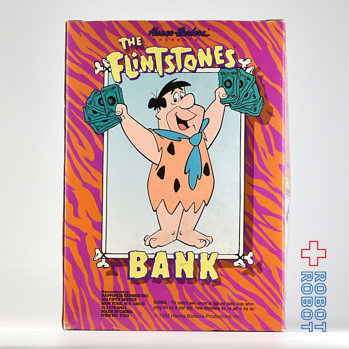 ハンナバーベラ 原始家族フリントストーン フレッド ソフビ 貯金箱 バンク 1992 箱入