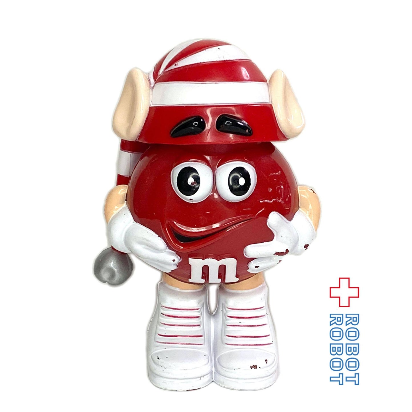 M&M's ミニディスペンサー フィギュア レッド ホリデー 耳付きロング赤白ボーダー