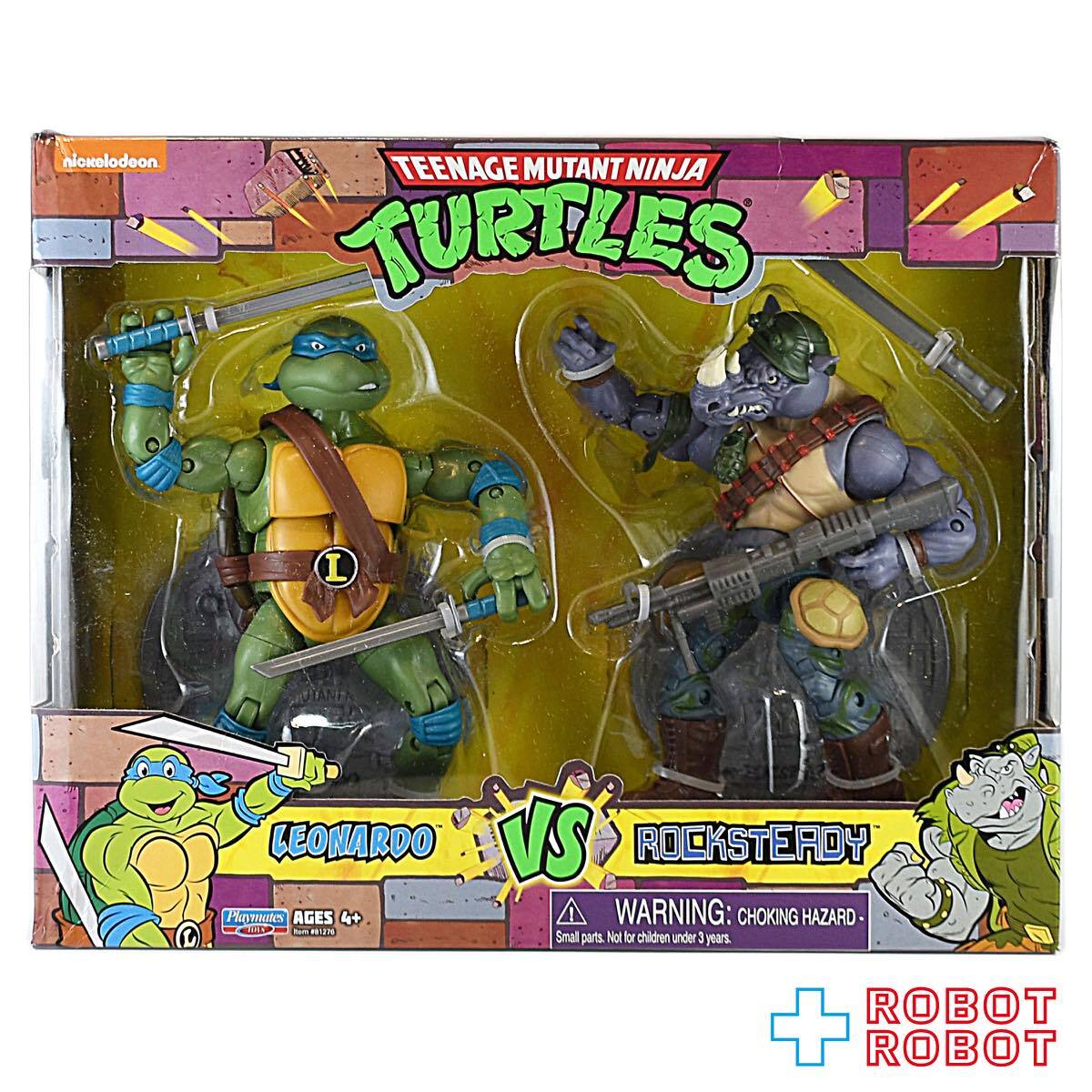 プレイメイツ タートルズ TMNT レオナルド vs ロックステディ 2パック 6インチ アクションフィギュア