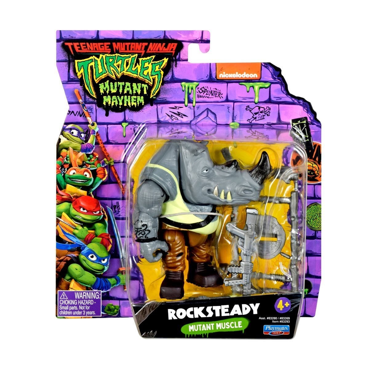 〔7月下旬入荷予定〕プレイメイツ タートルズ TMNT ロックステディ 5インチ ベーシックフィギュア 映画『ミュータント・タートルズ:ミュータント・パニック!』 未開封