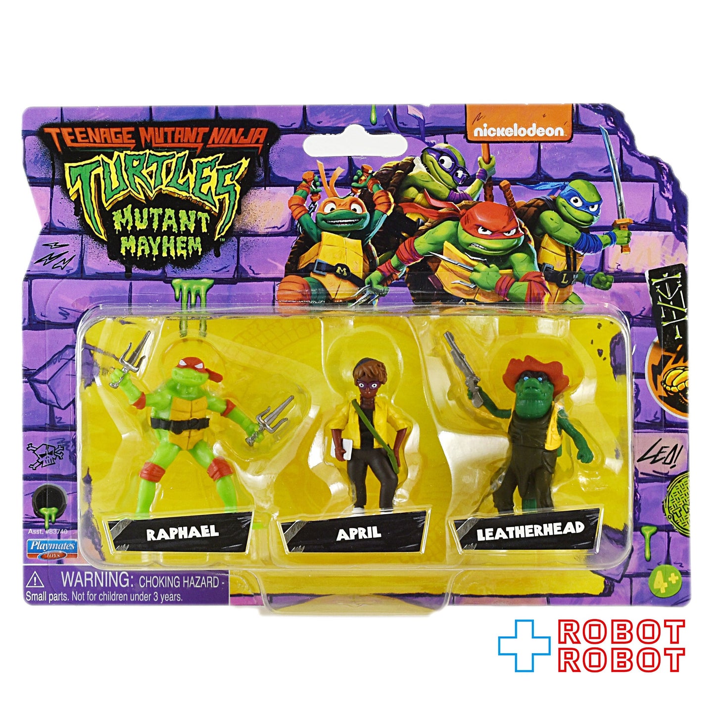 プレイメイツ タートルズ ミュータント・パニック! TMNT ラファエロ / エイプリル / レザーヘッド ミニフィギュア 3パック 未開封