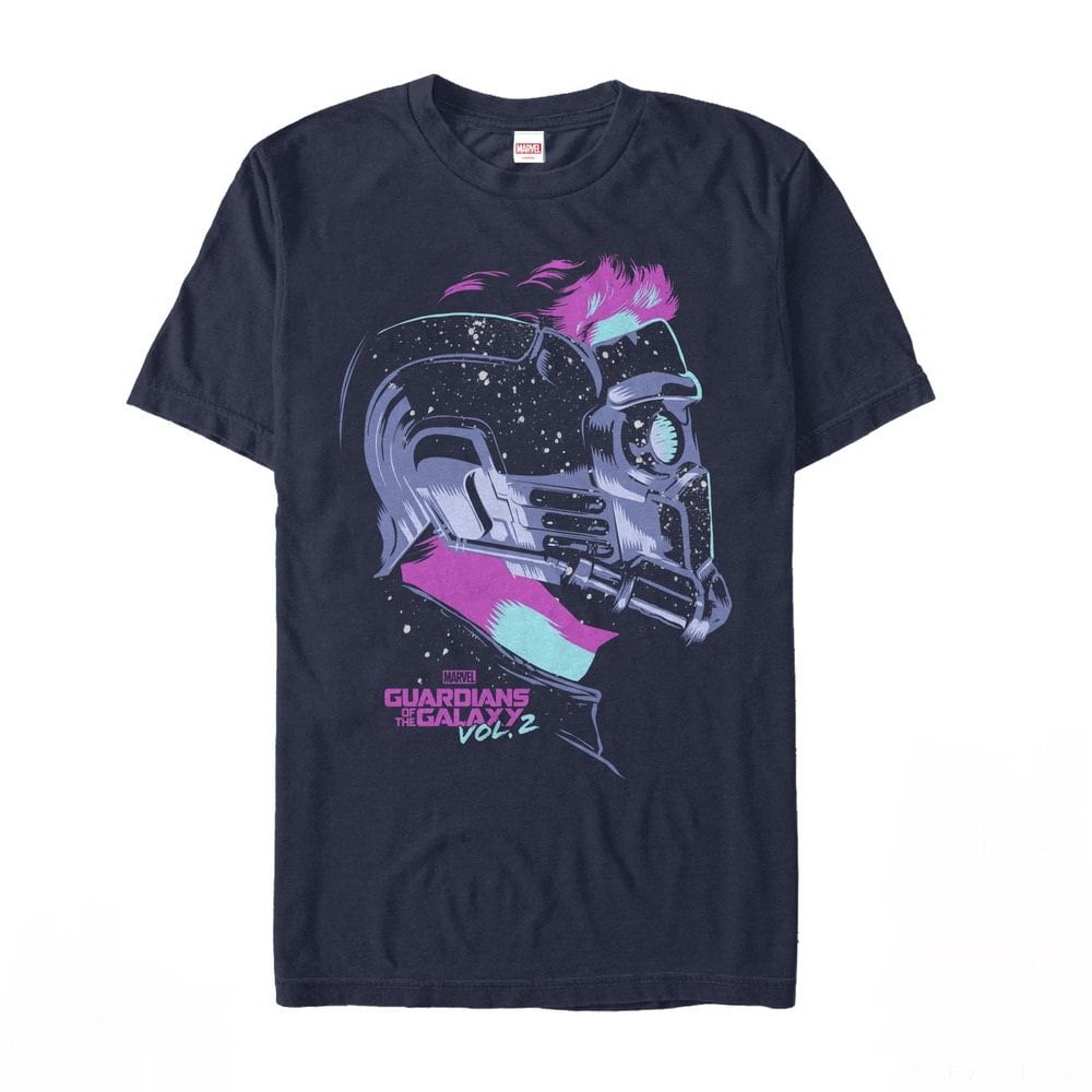 マーベル Tシャツ Marvel Guardians of the Galaxy Vol. 2 Star-Lord Stars Navy Blue