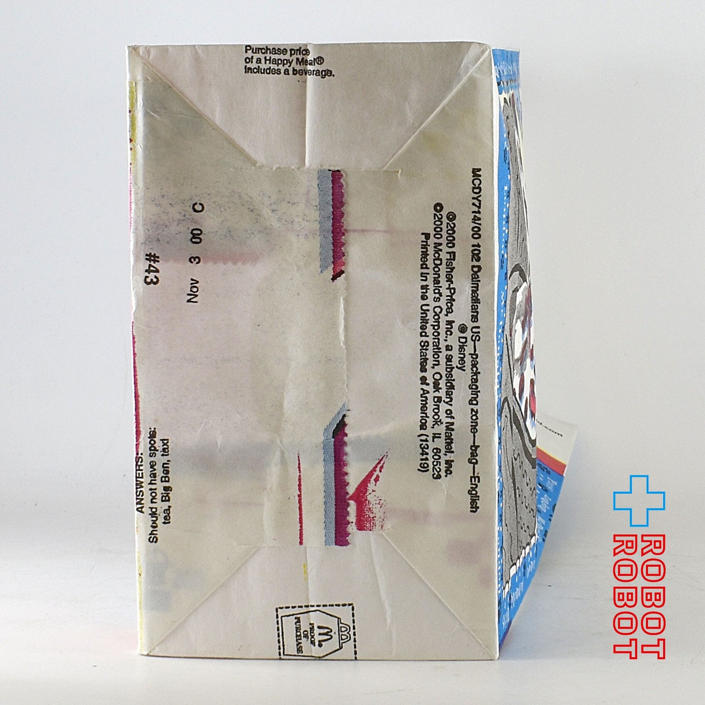 マクドナルド ハッピーセット紙袋 ディズニー 102 ダルメシアンズ 2000