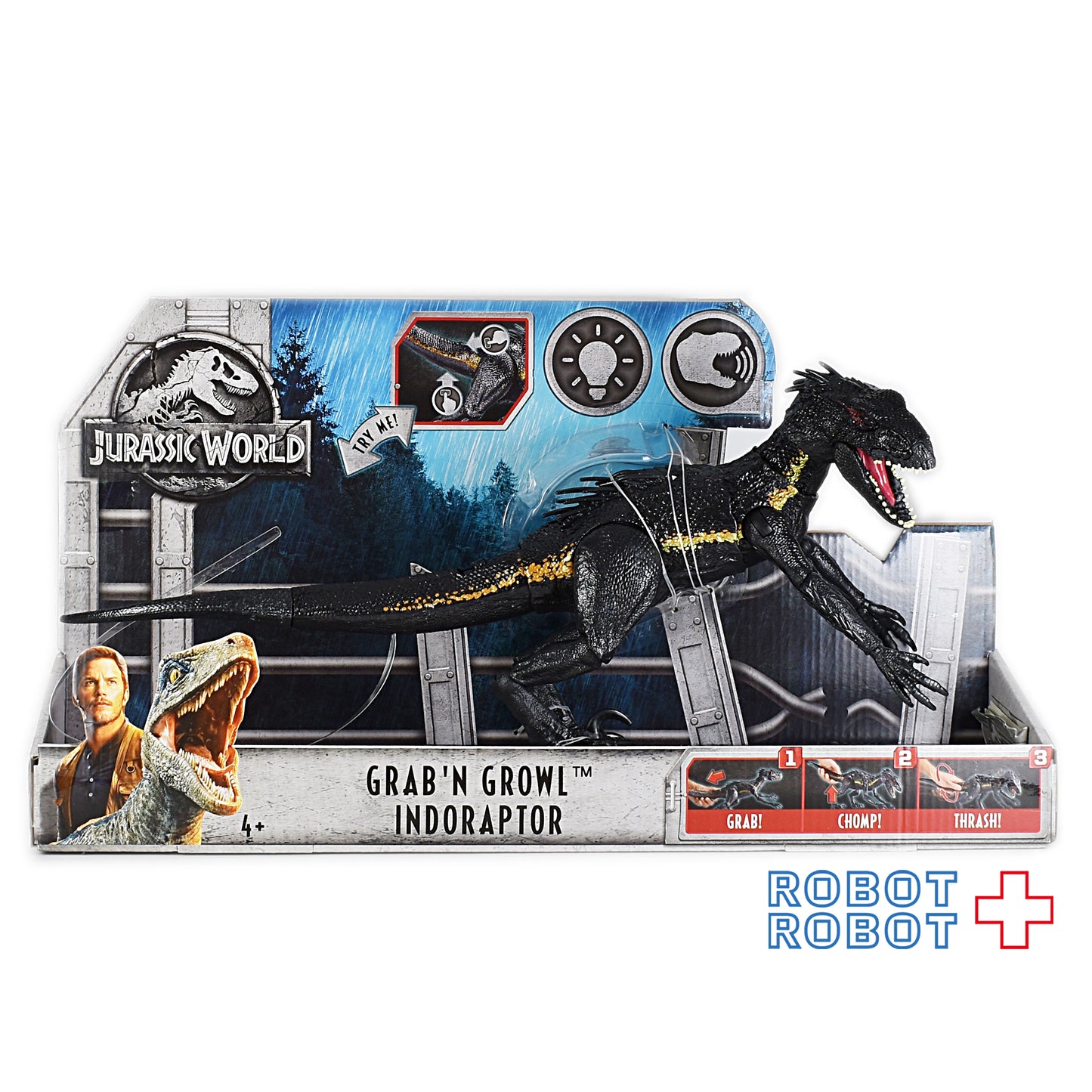 マテル ジュラシックワールド 炎の王国 18インチ ライト&サウンド グラブ アンド グロウル インドラプトル