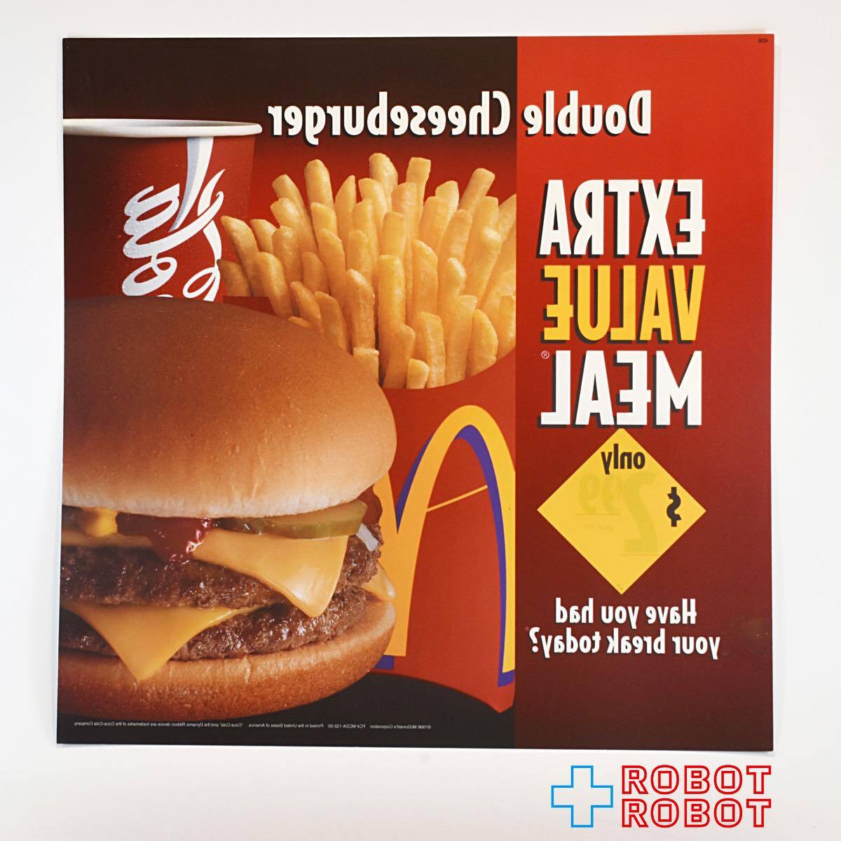 マクドナルド トランスライト メニュー サイン ダブルチーズバーガー エクストラバリューミール