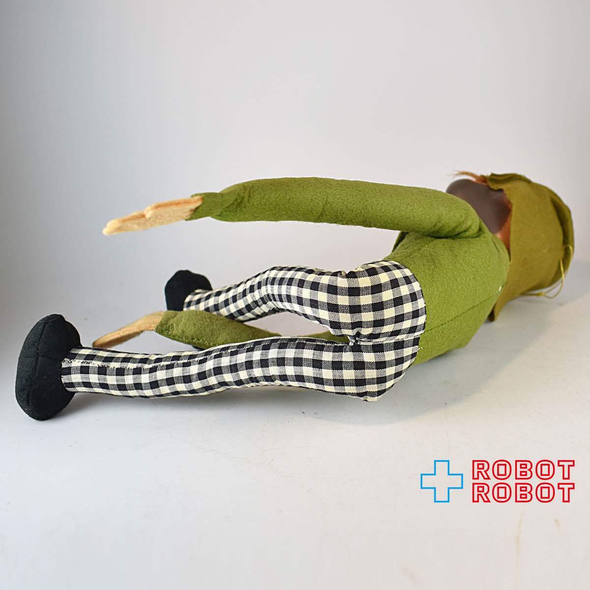 ピエロ 人形 ソフビ顔フェルト服 ギンガムチェックのパンツ
