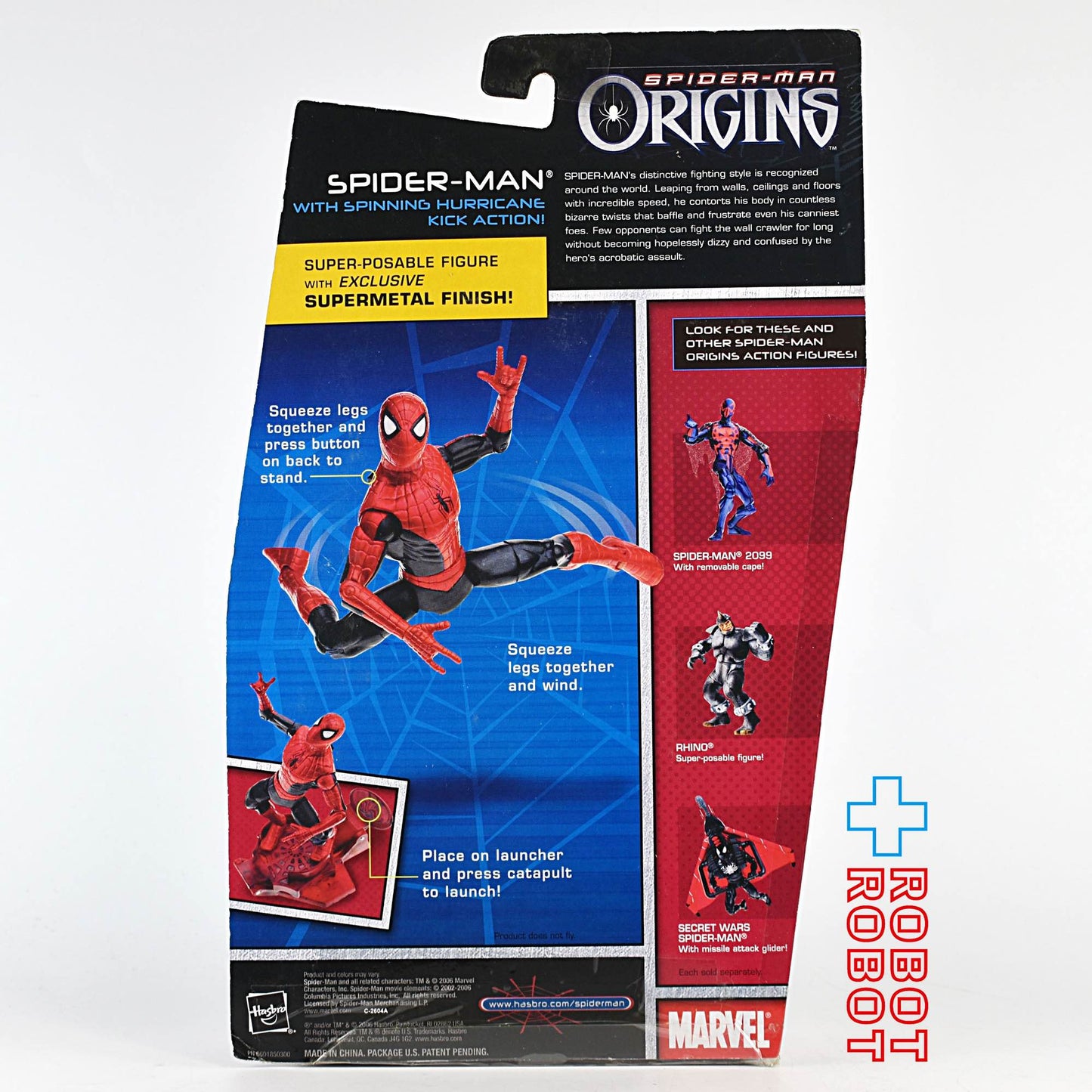 ハズブロ スパイダーマン オリジンズ スパイダーマン w/ スピニング ハリケーン キックアクション! アクションフィギュア