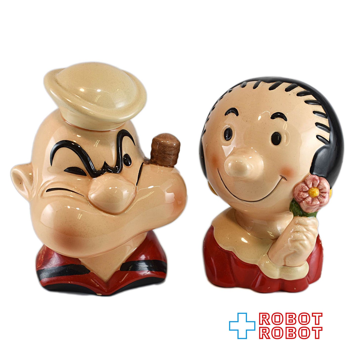 ポパイとポパイの恋人オリーブ 陶器製貯金箱