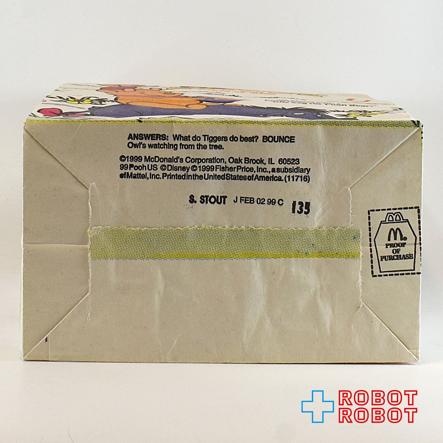 マクドナルド ハッピーセット紙袋 くまのプーさん 1999