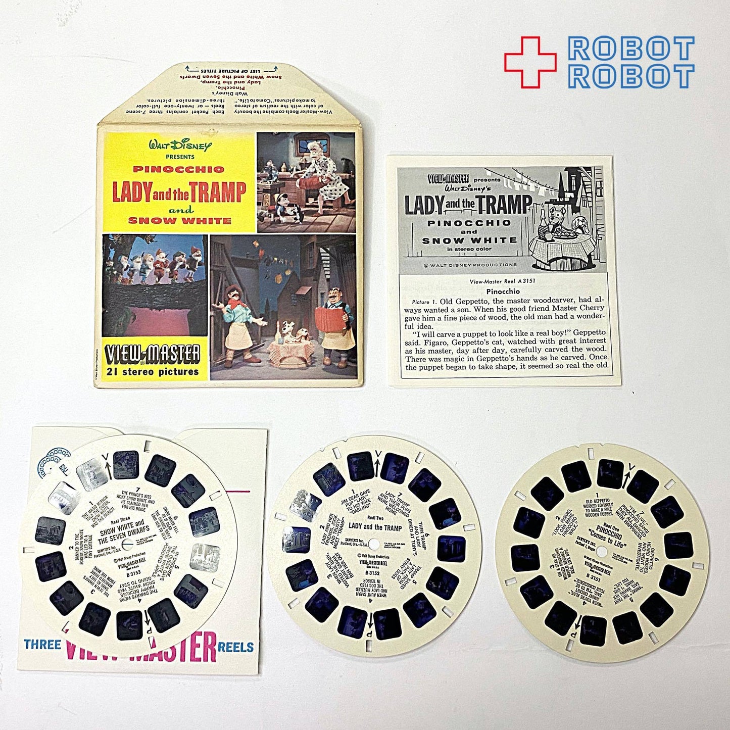 ビューマスター ピノキオ レディ & ザ トランプ & スノー ホワイト リール3枚組 小冊子付属