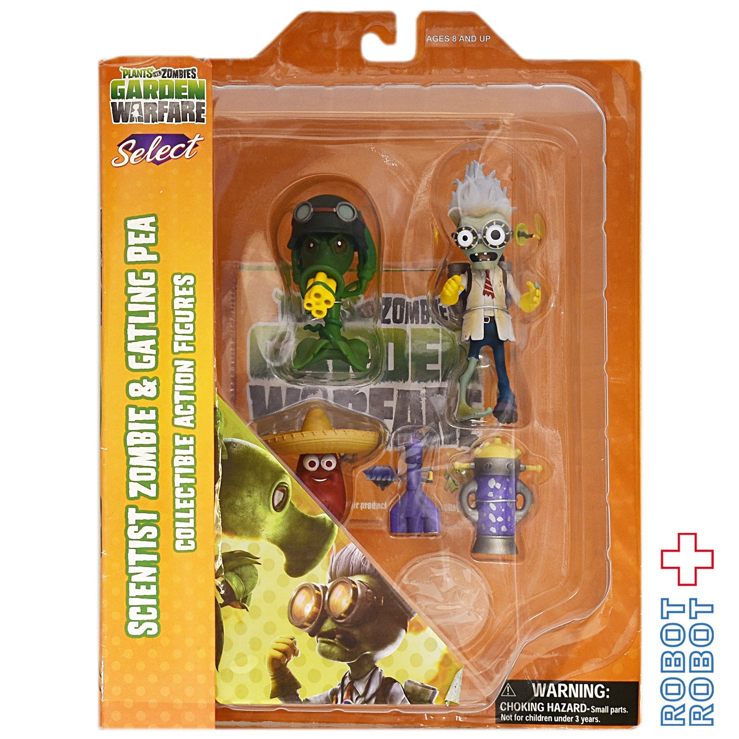 ガーデン・ウォーフェア セレクト 科学者 ゾンビ & ガトリング・エンドウ豆 アクションフィギュア