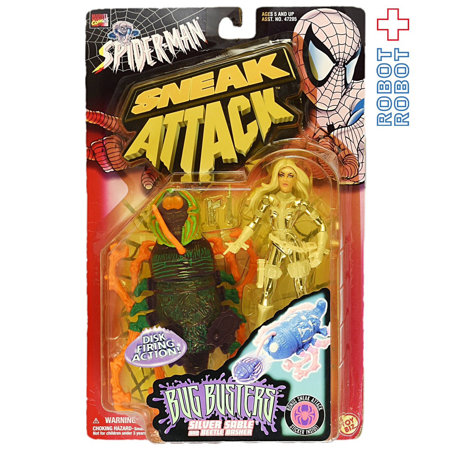 トイビズ スパイダーマン スニークアタック バグバスターズ Silver Sable and Beetle Basher アクションフィギュア